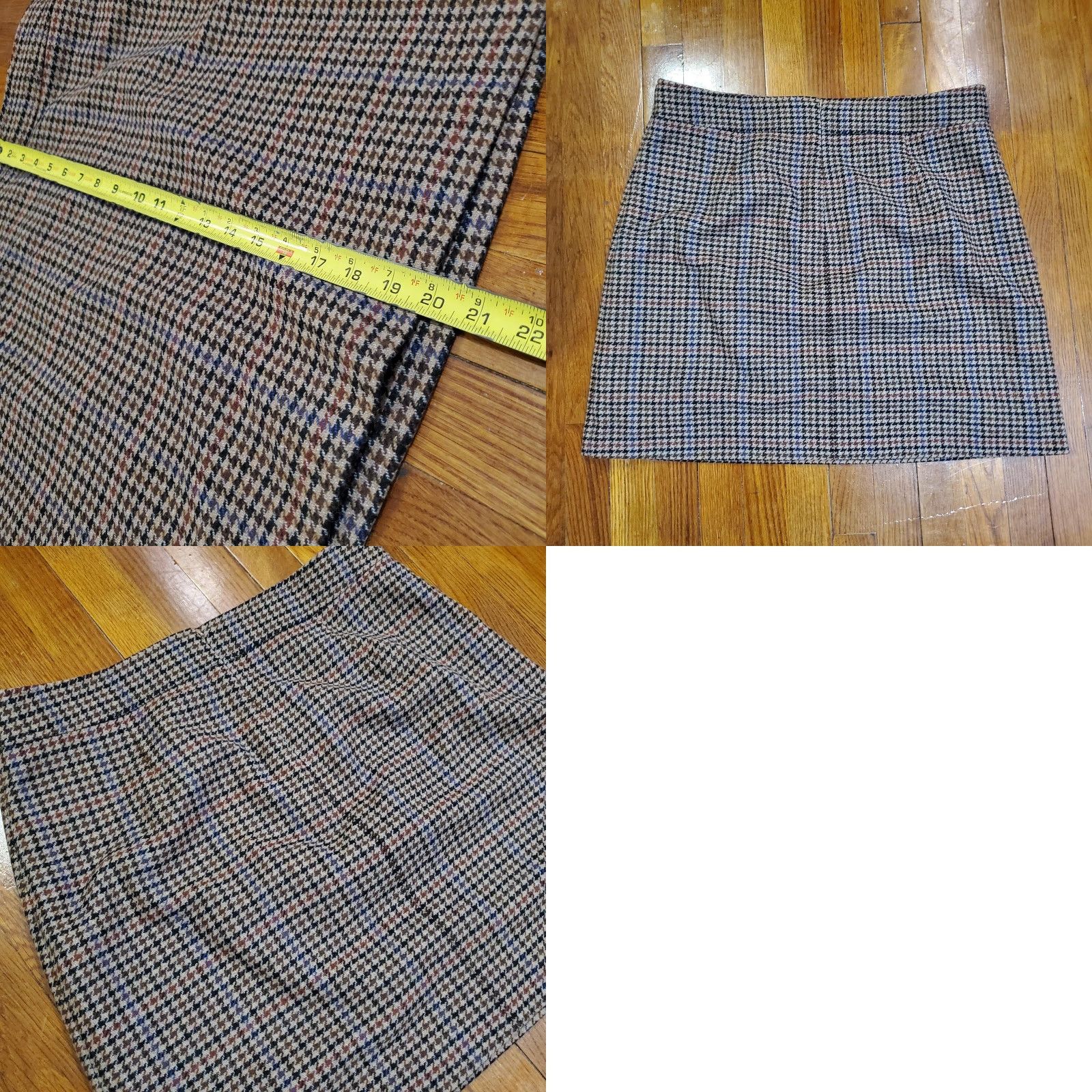 J.Crew J.Crew Skirt Womens 16 Brown Houndstooth Wool Blend Lined Side Zip Size 38" / US 16 / IT 52 - 8 Thumbnail