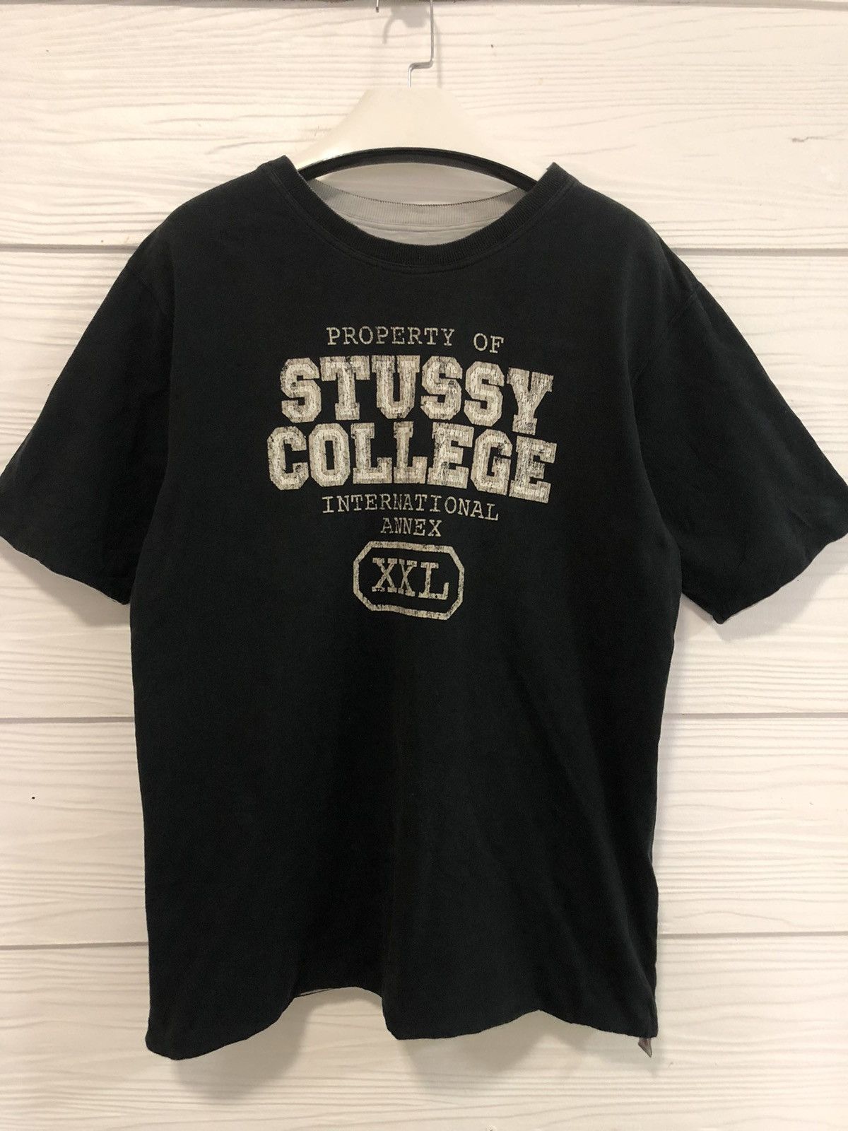 image of Stussy College Double Layer Reversible Tshirt in Black, Men's (Size Large)