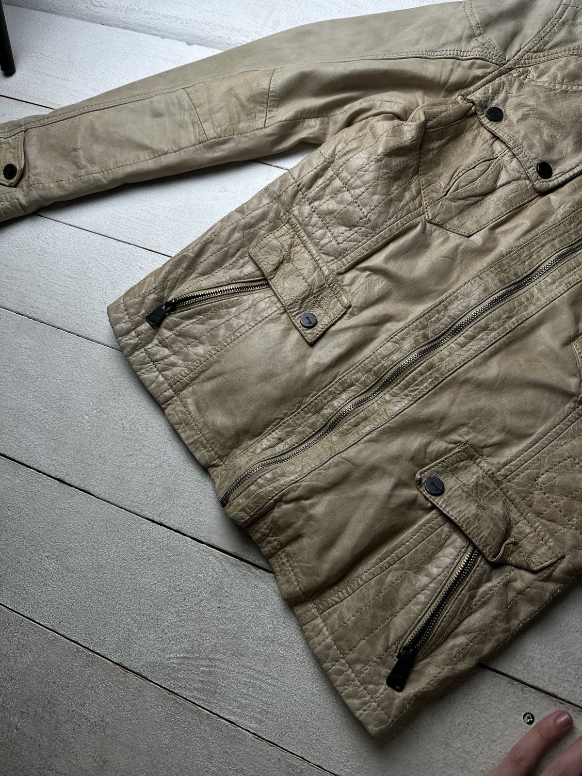 Other 🚨Y2K RICK OWENS TYPE DIRTY SLIM FIT ZIP LEATHER JACKET Size L / US 10 / IT 46 - 6 Thumbnail