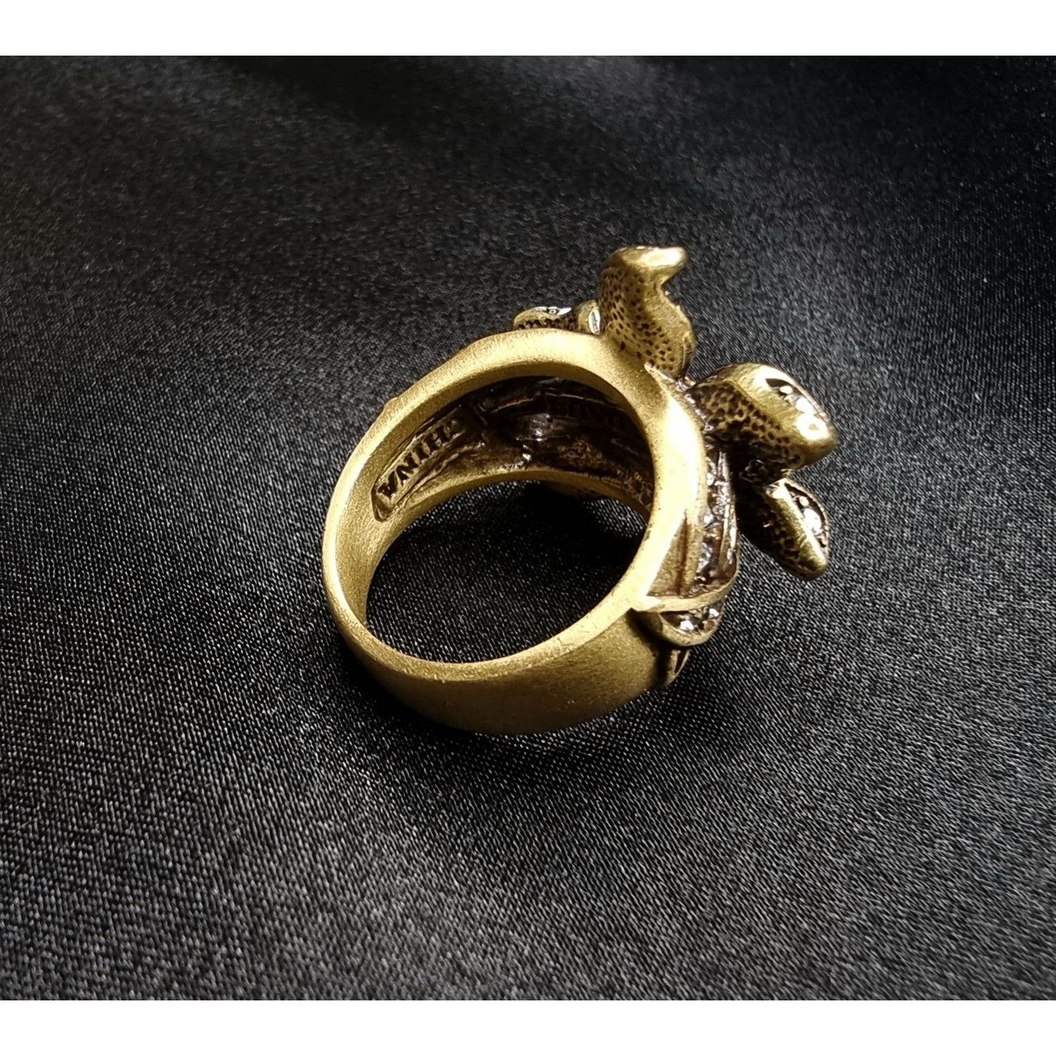 Vintage Heidi Daus Gold-Tone Flower Ring With Clear Crystal Accents Size ONE SIZE - 5 Thumbnail