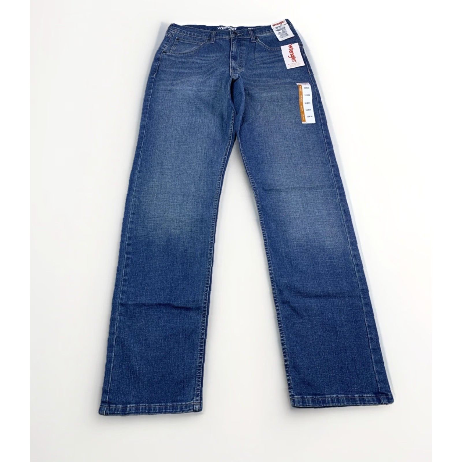 Wrangler Wrangler Jeans Straight Relaxed Fit Men Blue Denim 32x34 NWT Waist 32 Inseam 34 Casual Stretch Pockets Zip Medium Wash NWT Size US 32 / EU 48 - 3 Thumbnail