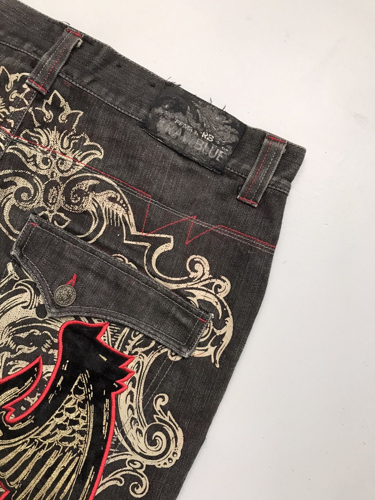 Designer Vintage rawblue patterns embroidered denim pant Size US 38 / EU 54 - 12 Thumbnail