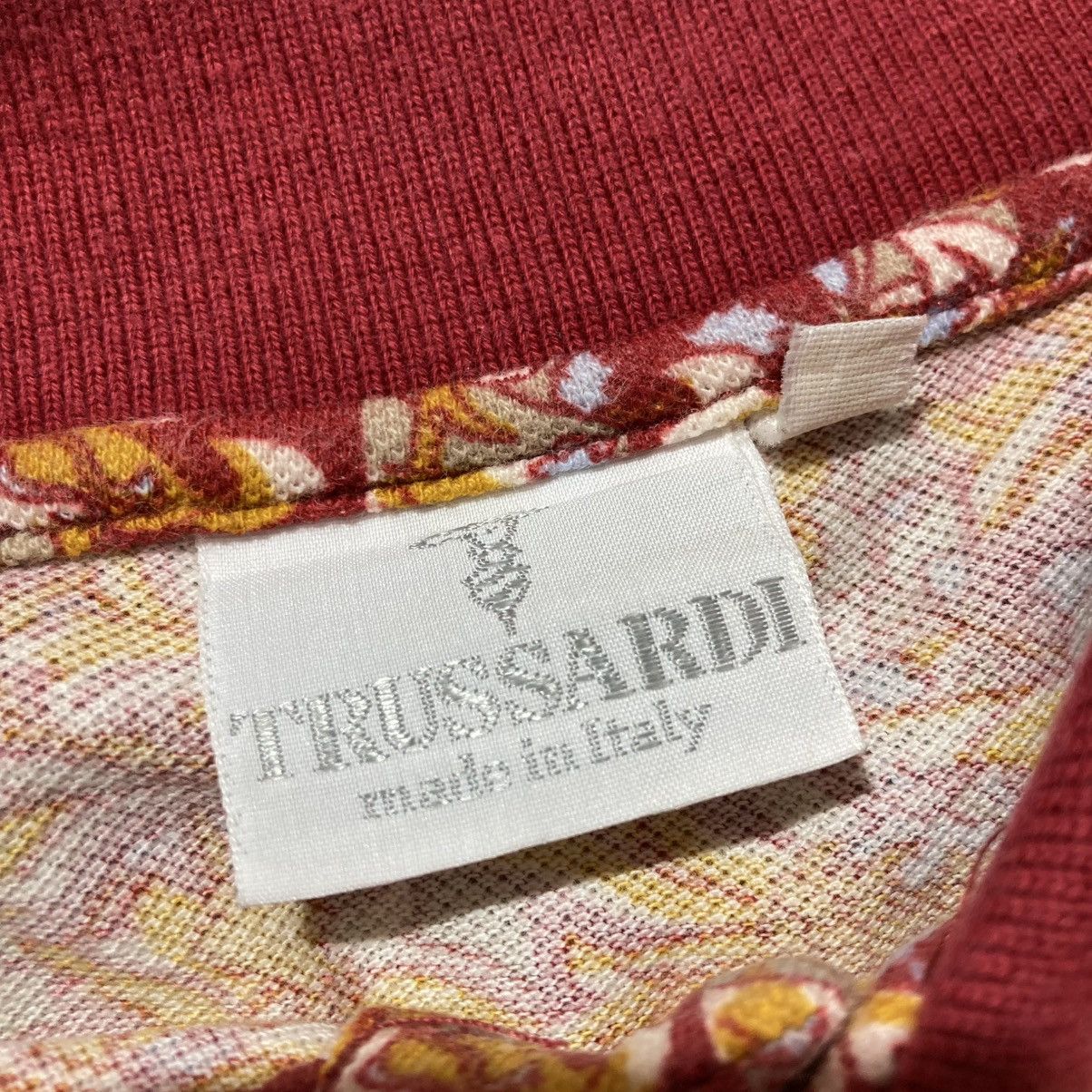 Trussardi 🇮🇹 1990s Vintage Trussardi Flower Motif Polo Tshirt Luxury Size US XL / EU 56 / 4 - 12 Thumbnail