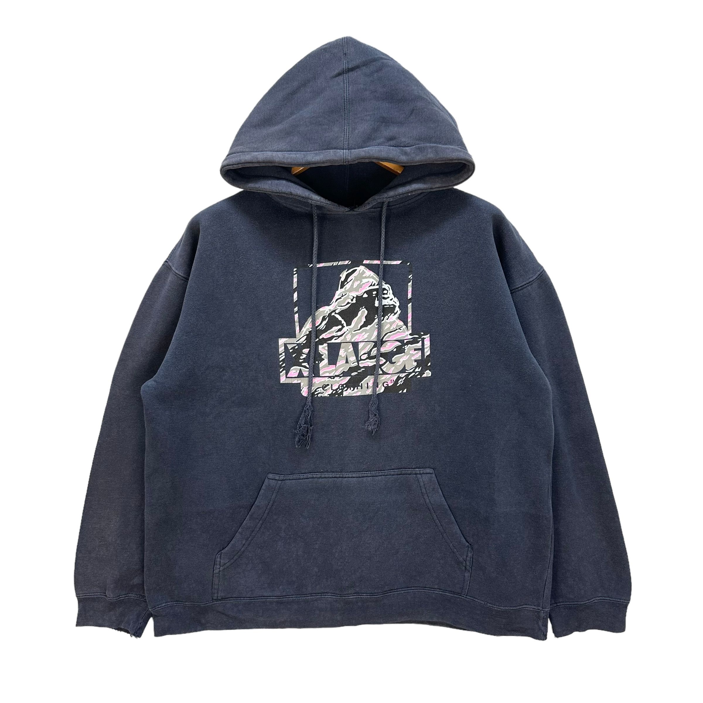 image of Vintage x Xlarge Trashed Xlarge Big Logo Pullover Hoodies 8909-038, Men's (Size Medium)