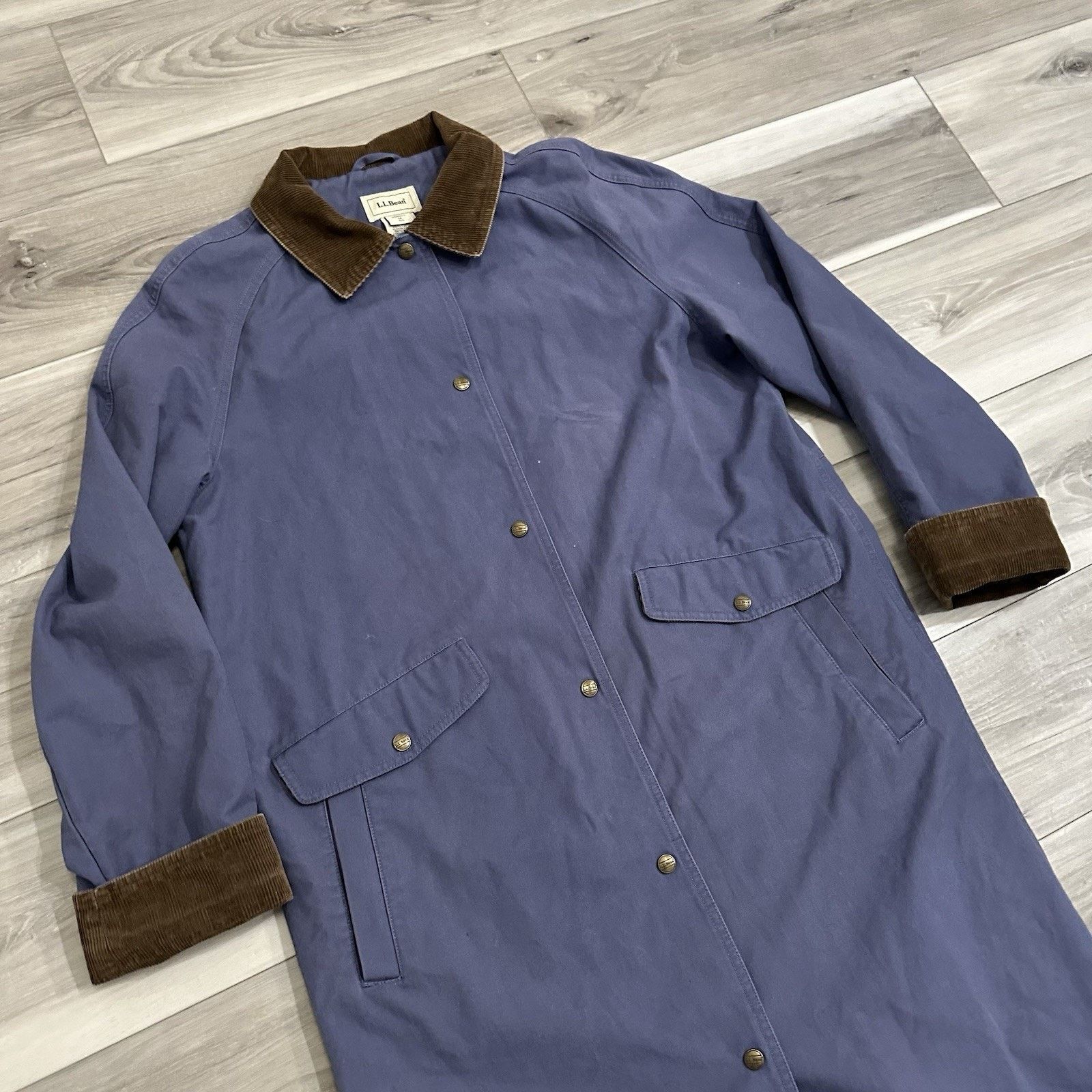 L.L. Bean VTG LL Bean Women’s Medium Long Canvas Duster Periwinkle Size M / US 6-8 / IT 42-44 - 2 Thumbnail