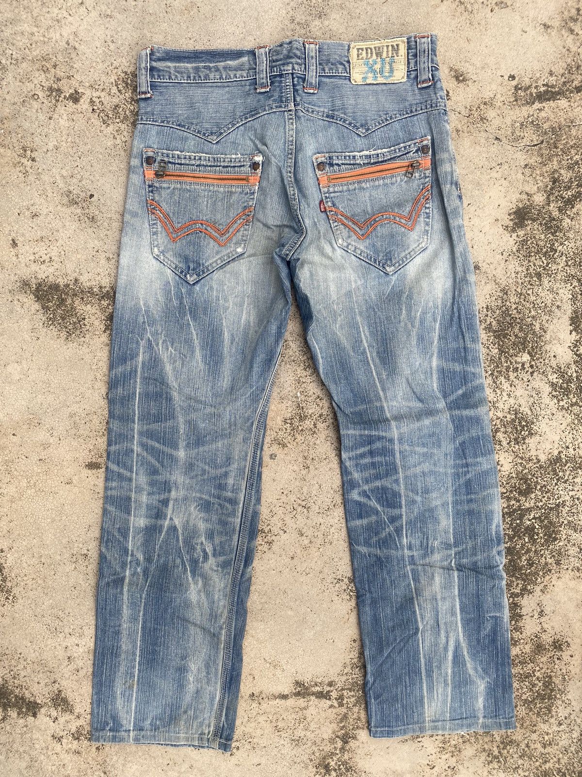 Edwin × Japanese Brand × Vintage Vintage y2K Edwin Distressed Honeycomb Denim Jeans Size US 33 - 13 Thumbnail