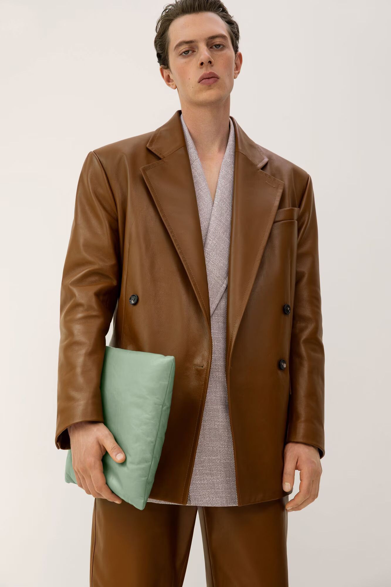 Bottega Veneta Toffee Brown Calfskin Belted Leather Trousers Size US 36 / EU 52 - 6 Thumbnail