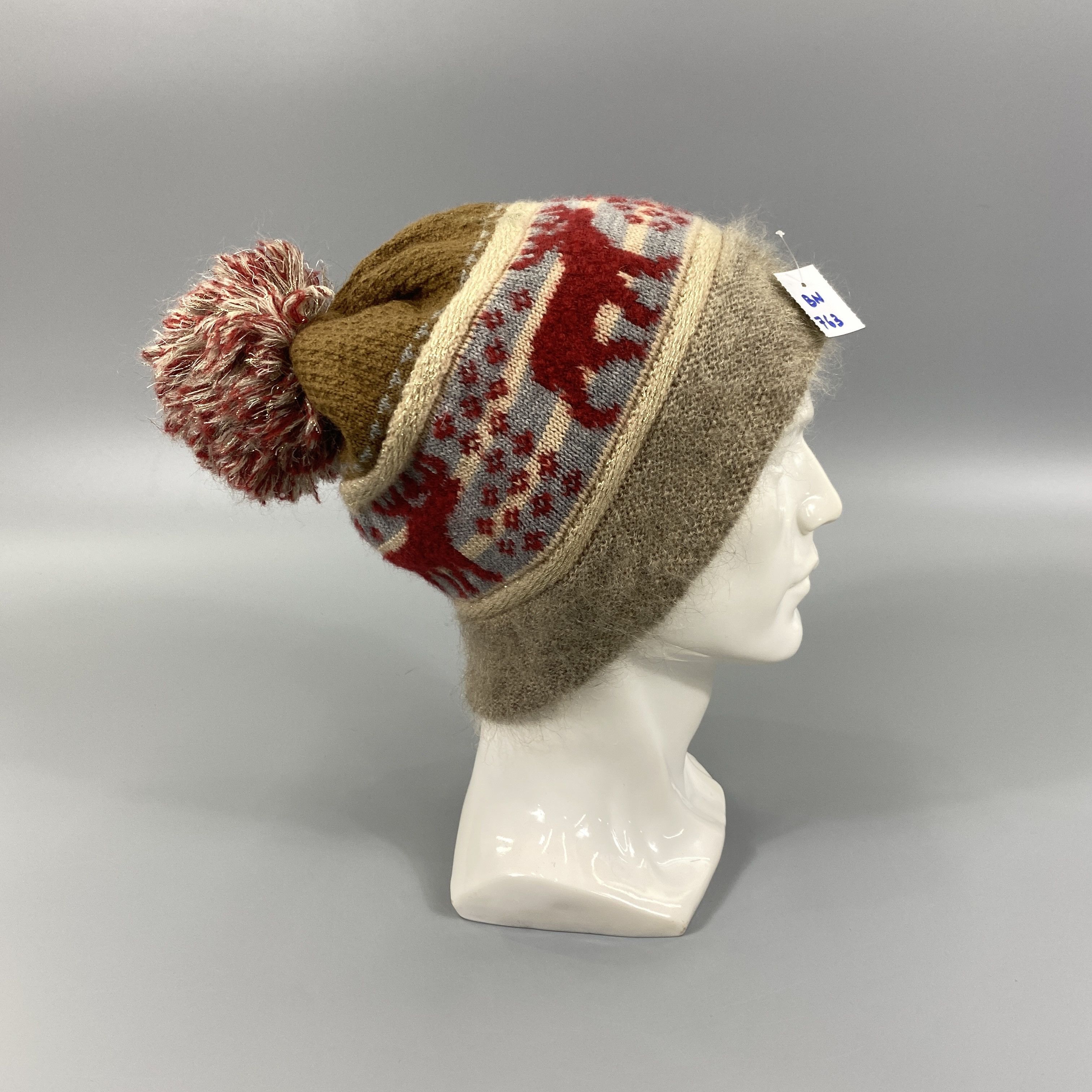 Japanese Brand Knit Hats Home Alone Inspired Snow Cap Pom Pom -BN763 Size ONE SIZE - 3 Thumbnail