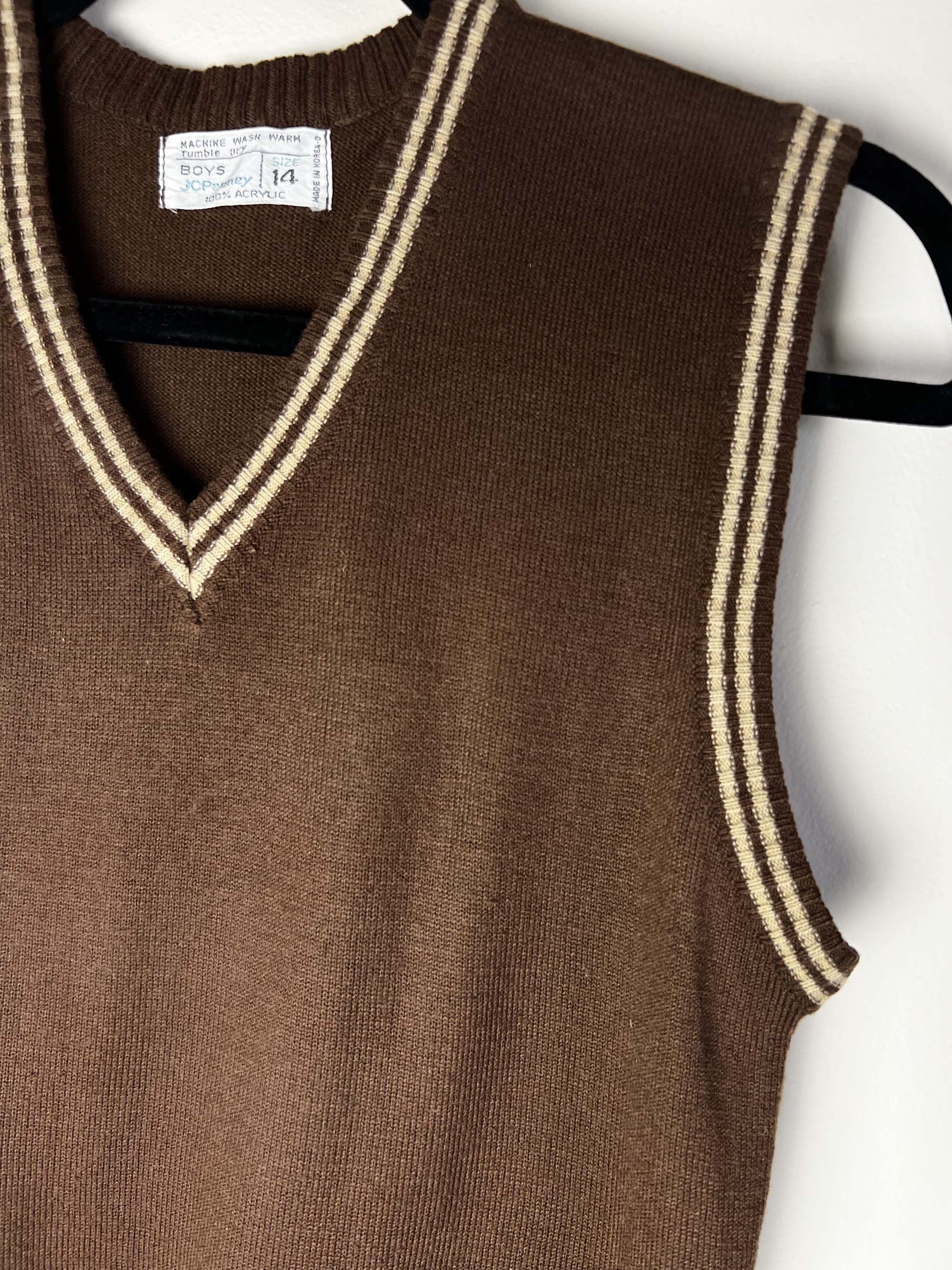 JCPenney Vintage 1970's JC Penny Boys Pullover Sweater Vest Size US XS / EU 42 / 0 - 5 Thumbnail