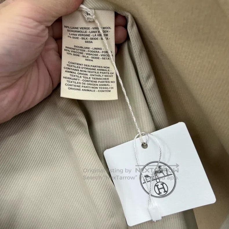 Hermes Hermes Apricot Geometric Pattern Belted Wool Coat Size XXS / US 00 / IT 34 - 4 Thumbnail