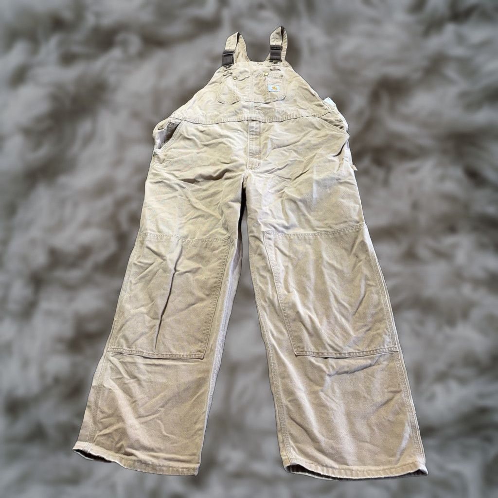 Carhartt VINTAGE Carhartt Overalls Bibs Mens 48 Duck Canvas Distress Faded Worn 48x30 Buckle 30in Inseam Logo Brown Cotton Workwear Casual Size US 32 / EU 48 - 1 Thumbnail