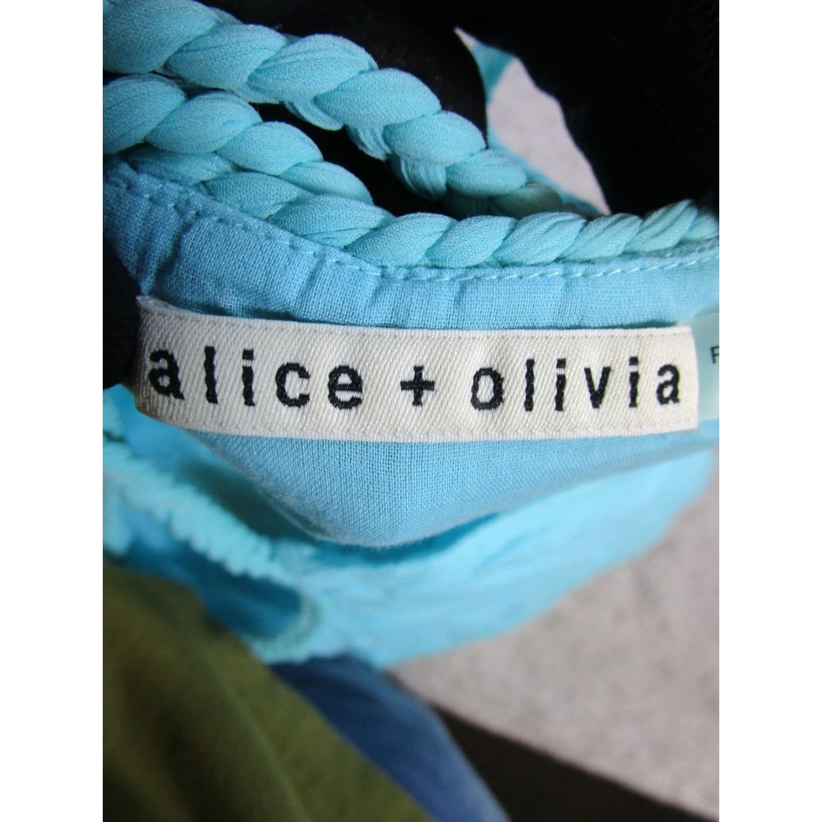 Alice + Olivia Alice + Olivia Dress Womens 10 Blue Wrap Sleeveless Round Neck Short A-Line 100% Cotton Casual Party/Wedding/ Cocktail Womens Size L / US 10 / IT 46 - 3 Thumbnail