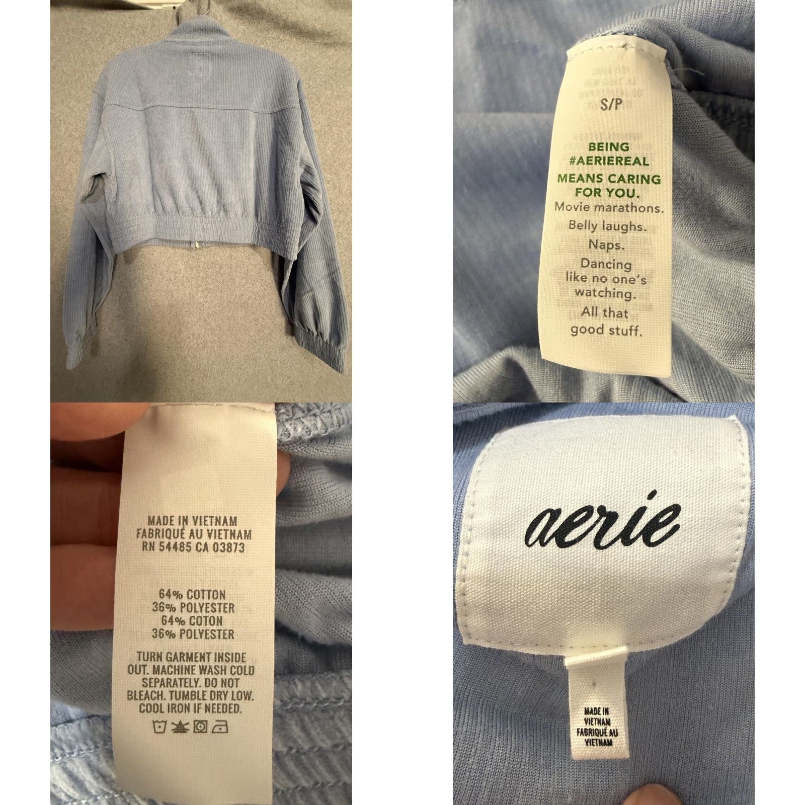 Vintage Aerie Jacket Womens S Blue Corduroy Cropped Bomber Zip Pockets Collared Size S / US 4 / IT 40 - 8 Thumbnail