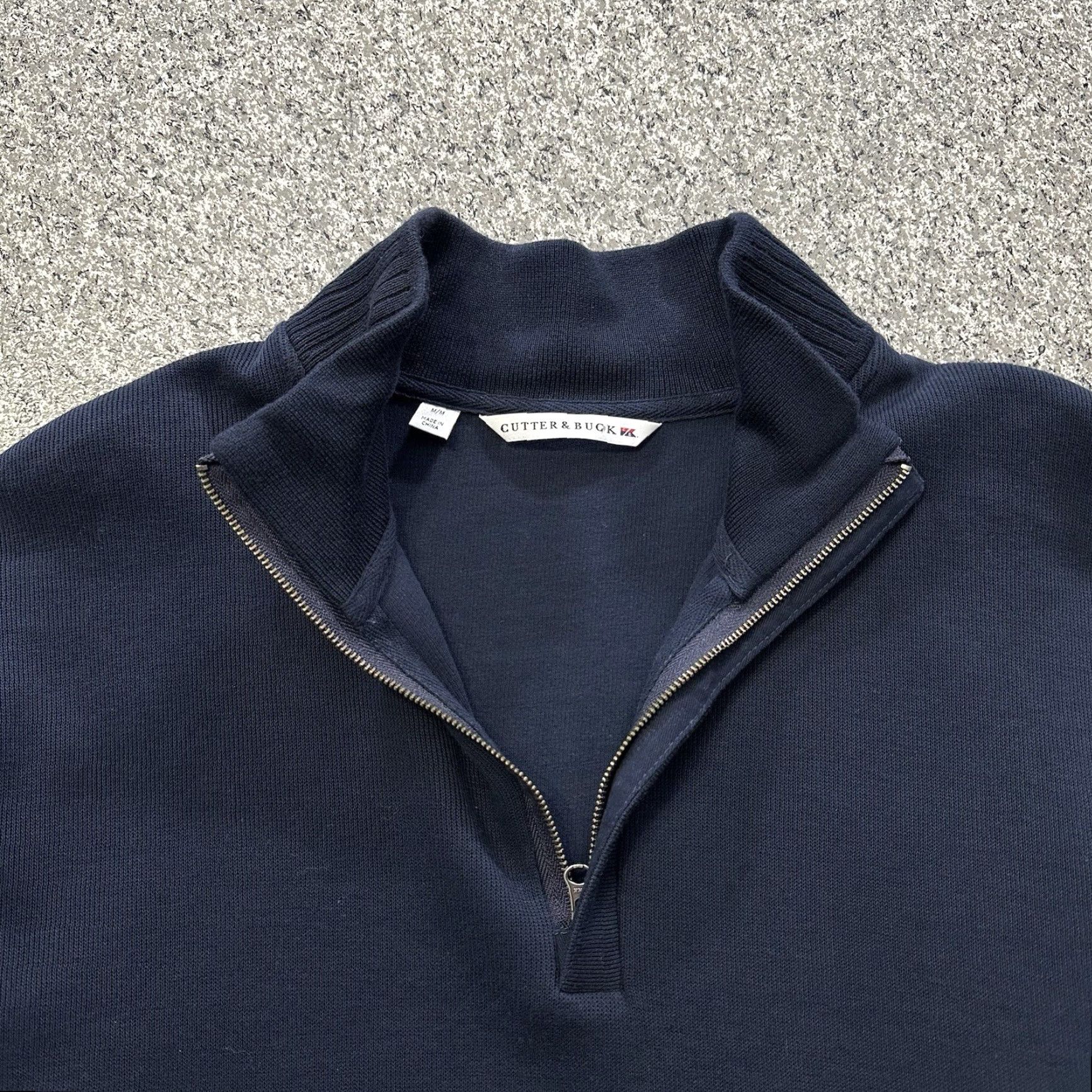 Cutter & Buck Cutter & Buck Quarter Zip Sweater Mens M Navy Blue Pullover Long Sleeve Mock Neck Knit Cotton Sweater Pullover Regular Mens Size US M / EU 48-50 / 2 - 2 Thumbnail