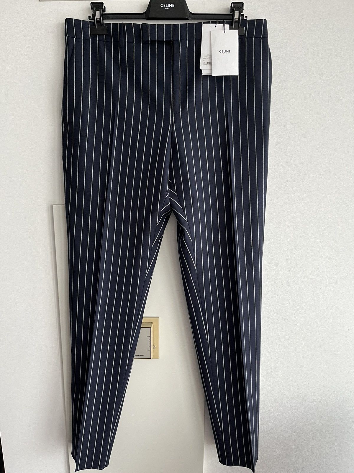 Celine × Hedi Slimane Rare Super Runway Brand New Celine by Hedi Wool Striped Pant Size US 34 / EU 50 - 1 Thumbnail