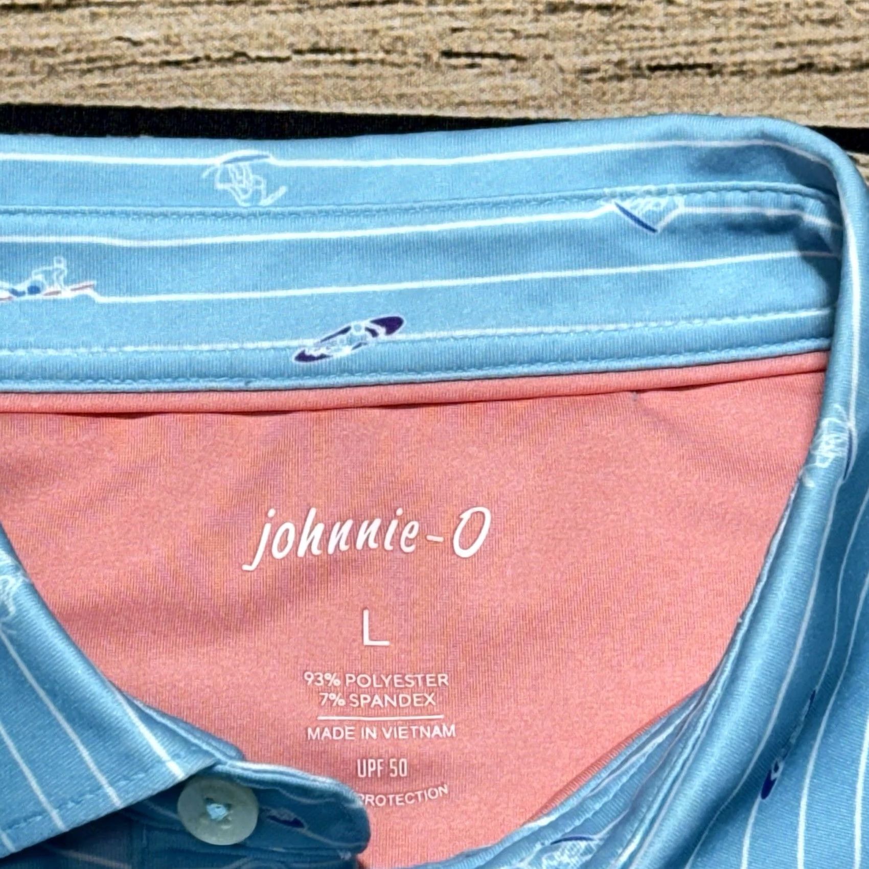 johnnie-O johnnie-O Polo Shirt Mens L Blue Surfing AOP Performance Lightweight Breathable Size US L / EU 52-54 / 3 - 3 Thumbnail