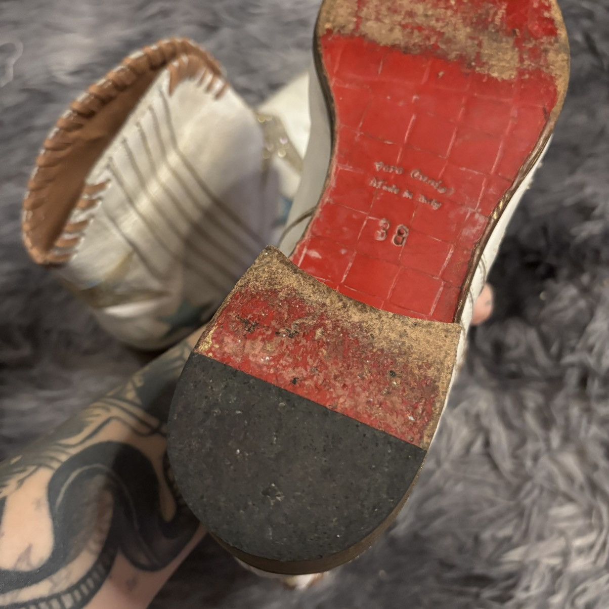Other × Vintage Italian Vero Cuoio Stars Cowboy Boots amazing beautiful Size US 8 / IT 38 - 15 Thumbnail