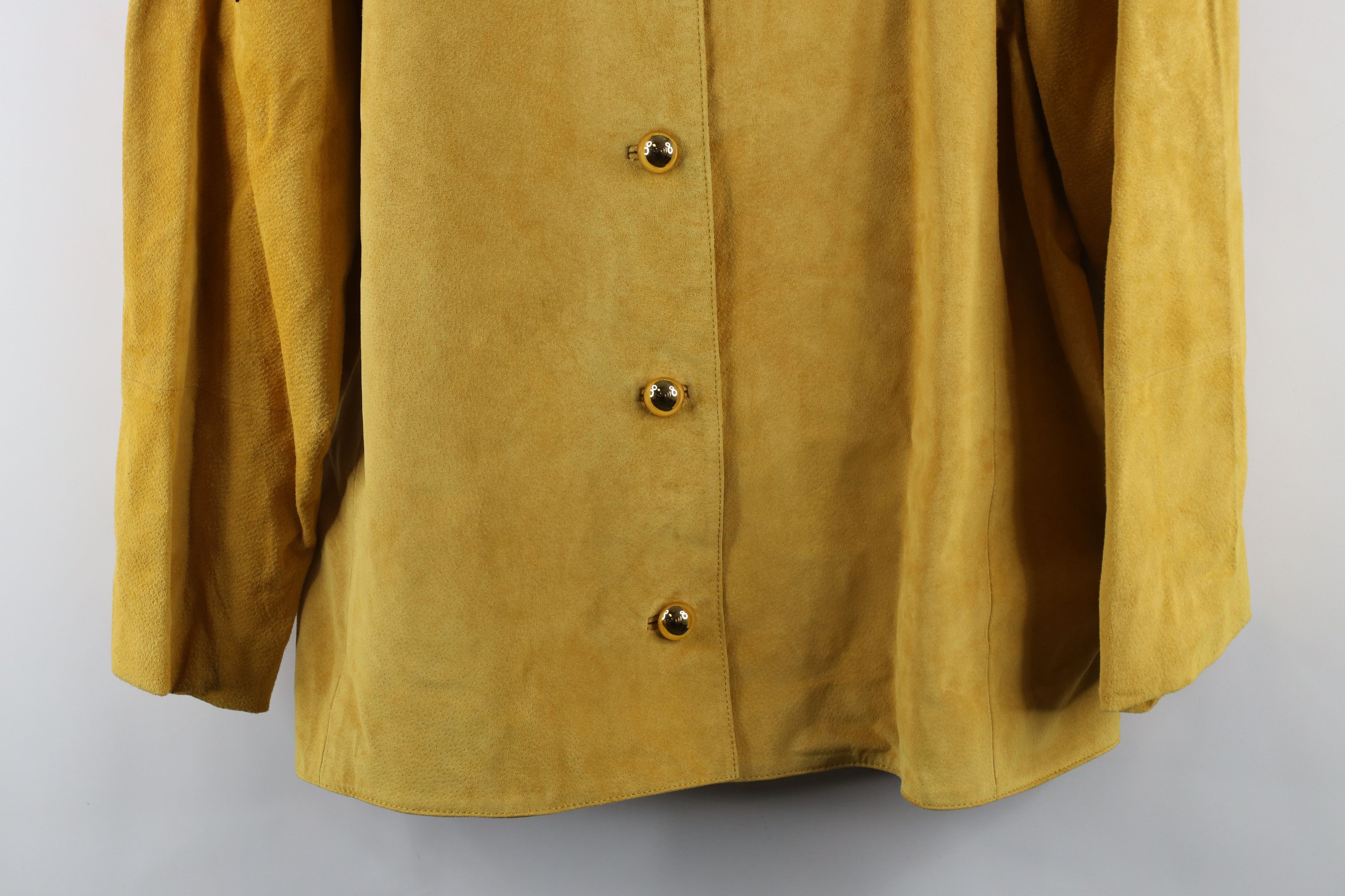 Vintage Vintage 90s Rockabilly Suede Leather Western Jacket Yellow Size L / US 10 / IT 46 - 3 Thumbnail