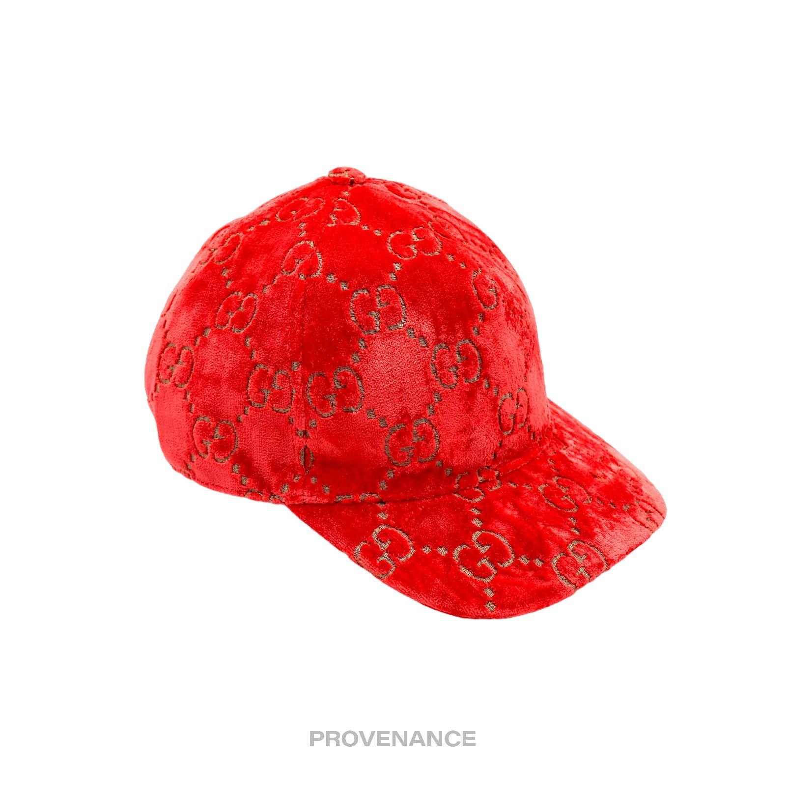 Gucci 🔴 Gucci GG Monogram Canvas Velour Cap - Orange Size ONE SIZE - 3 Thumbnail
