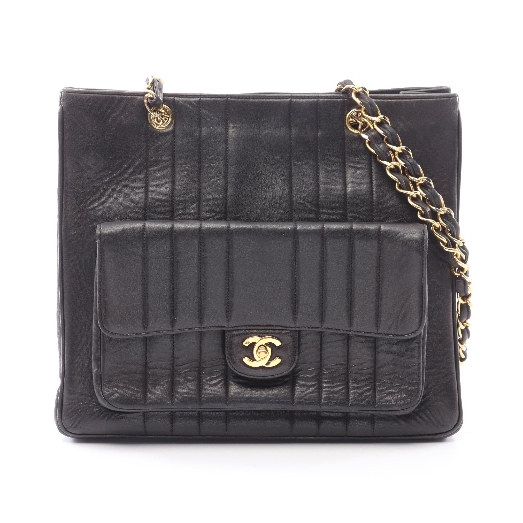 Chanel Chanel Mademoiselle Chain Shoulder Bag Tote Lambskin Black Gold Hardware Turn Lock Size ONE SIZE - 1 Thumbnail