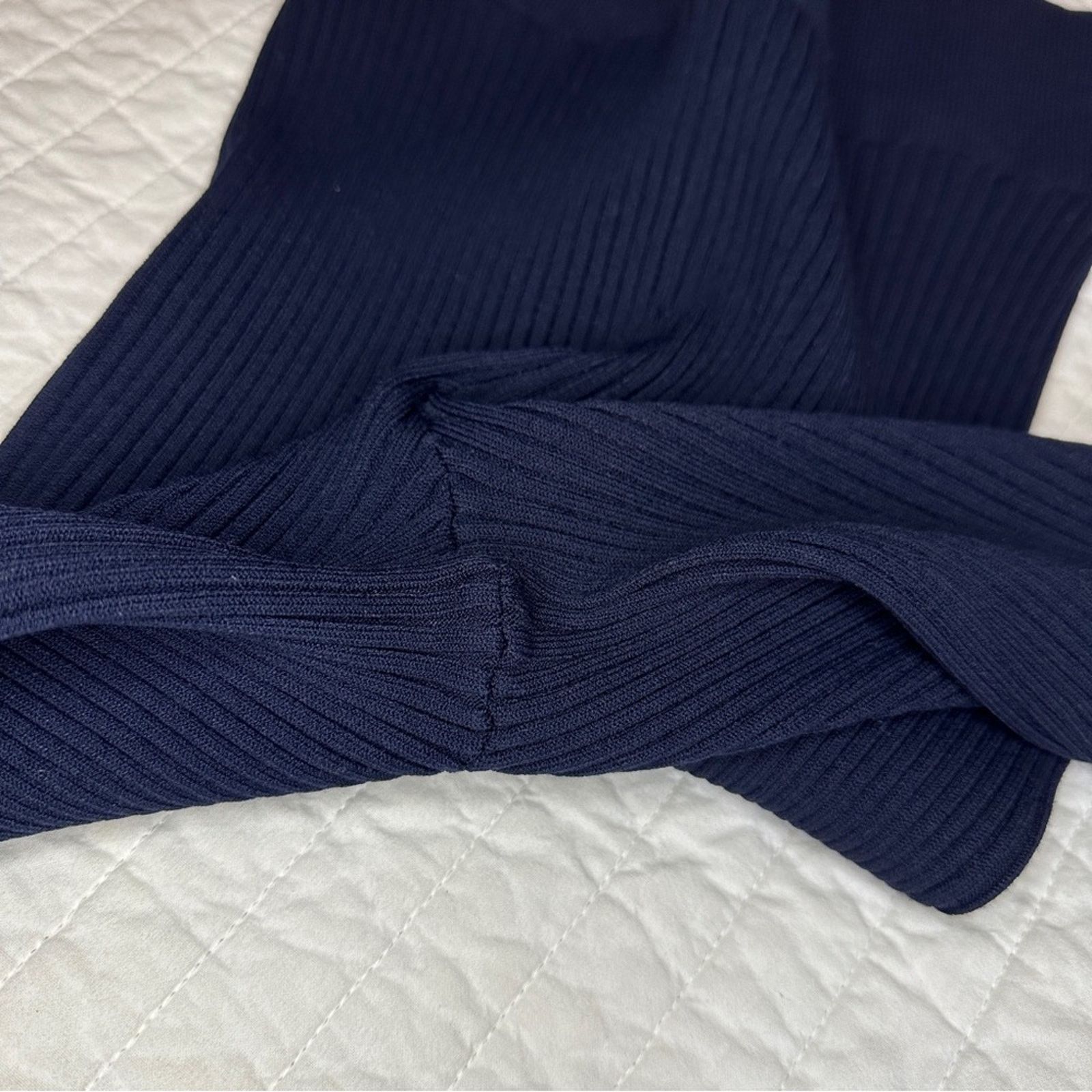 Frame FRAME Ribbed Crop Kick Knit Flared Sweater Pant Navy Sz. S Size 27" / US 4 / IT 40 - 8 Thumbnail