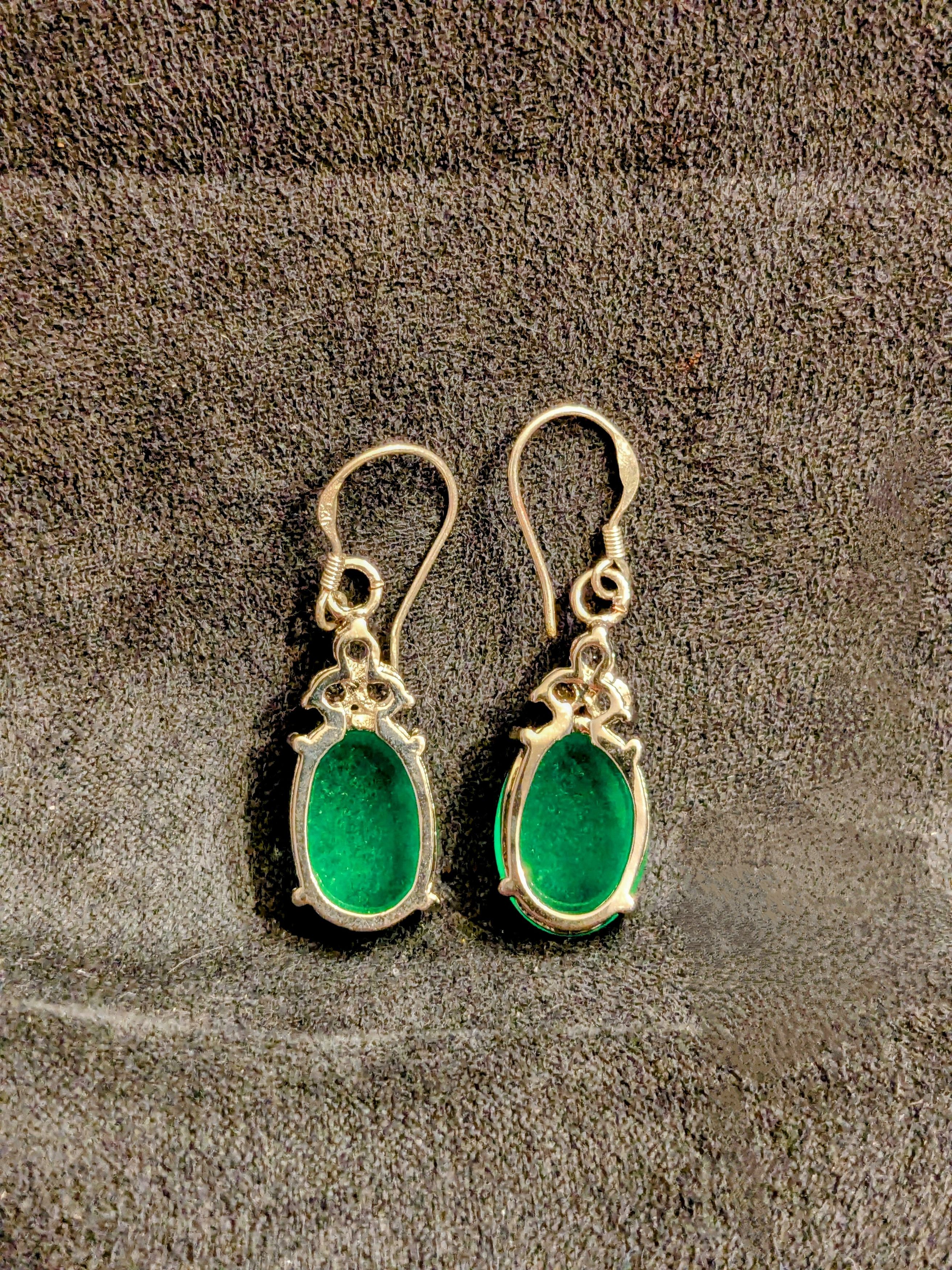 Designer Green Sapphire w/Rhinestones Ring+2 Jade Earring Jewelry Set Size ONE SIZE - 5 Thumbnail