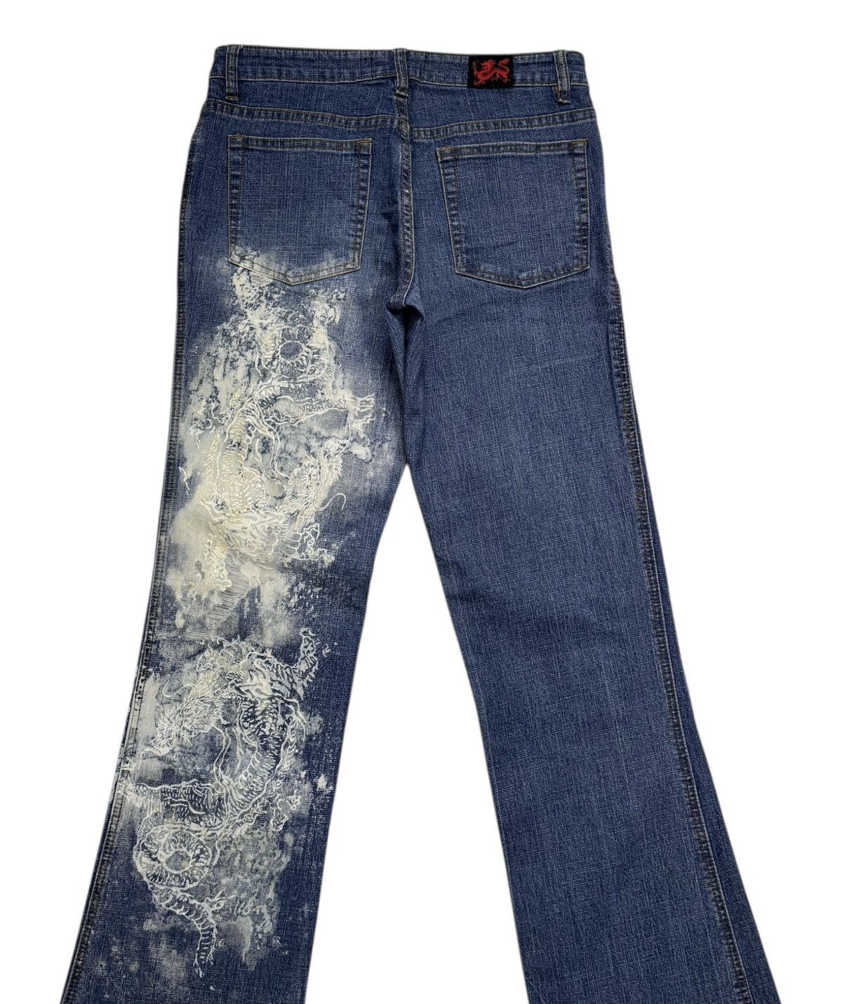 If Six Was Nine × Kapital Vintage Japanese Dragon Embroidery Gouk Flare Jeans Distress Size US 29 - 6 Thumbnail
