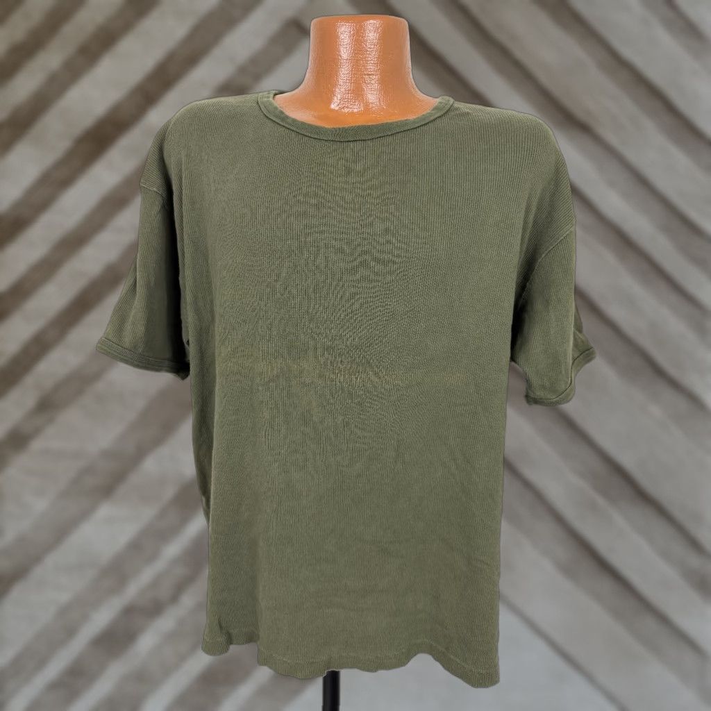 Olive VINTAGE Sonoma Ribbed Shirt Men XL Green 90s T-Shirt Short Sleeve Crew Neck Cotton Knit Vintage 90s Grunge Hipster Outdoor Club Mens Size US XL / EU 56 / 4 - 1 Thumbnail
