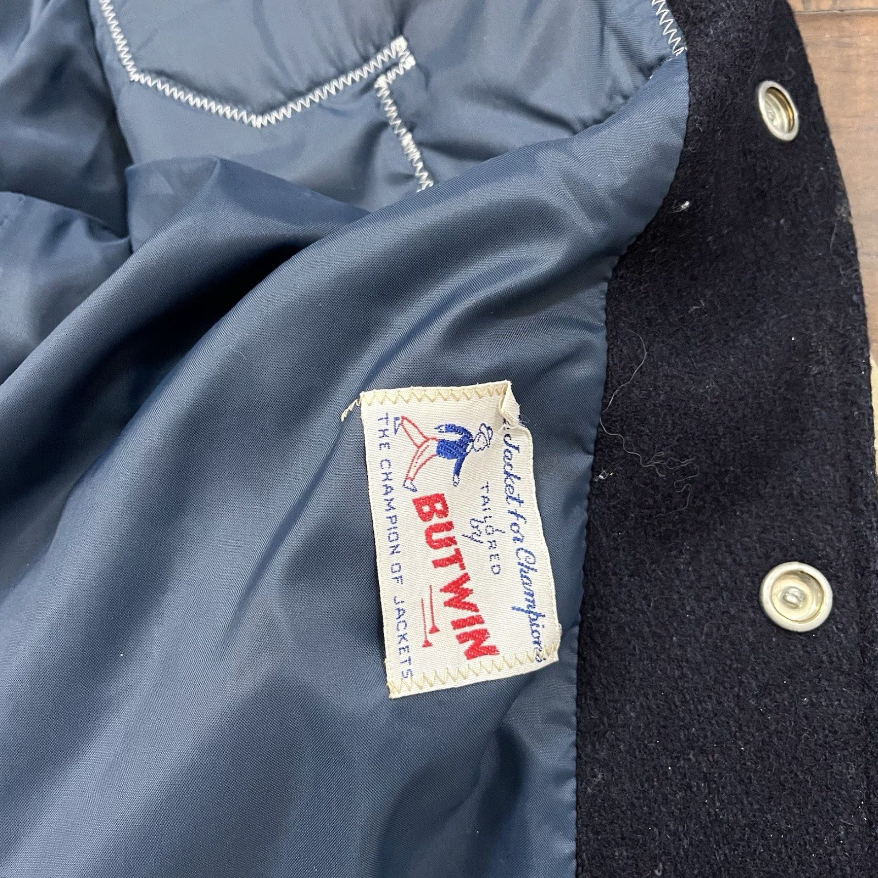 VINTAGE Married With Children Al Bundy Polk High Wool Leather Varsity Promo Jacket Vtg Blue S 80s Mens
