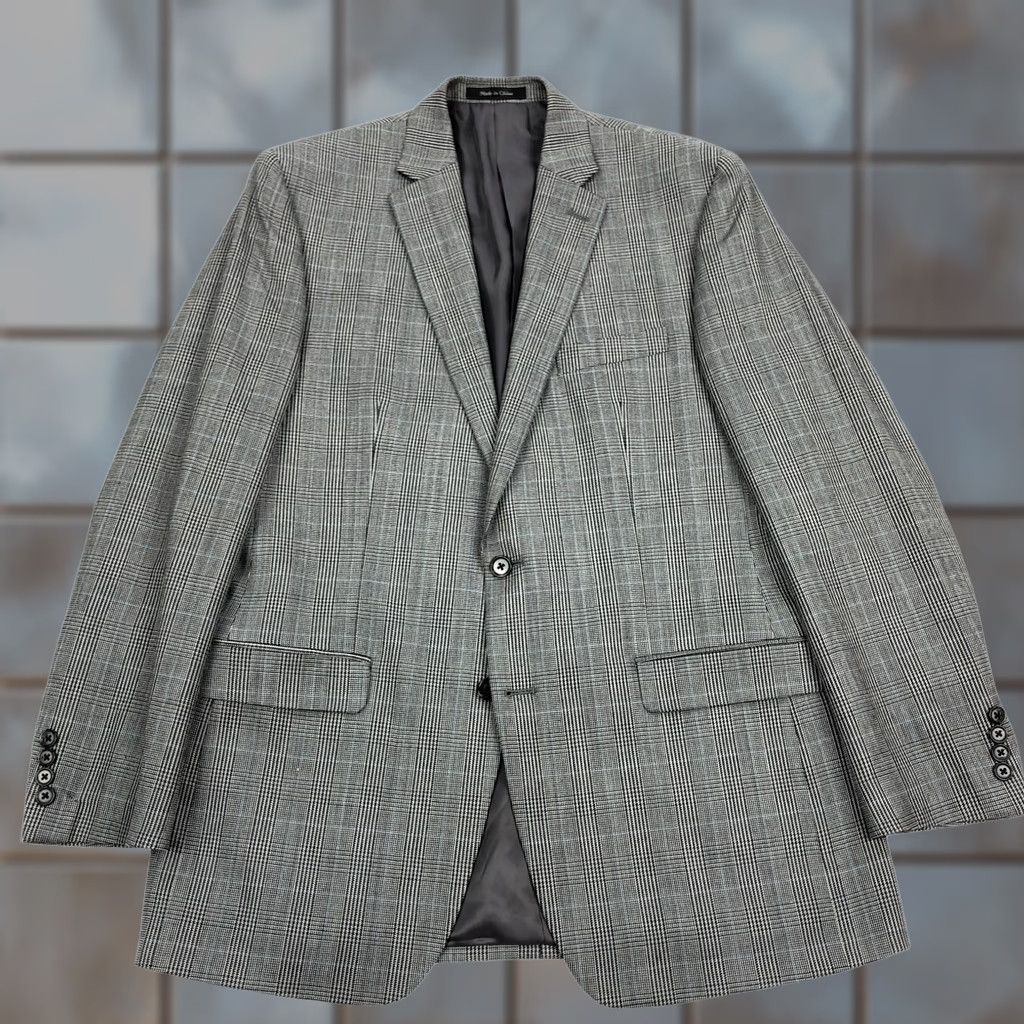 Ralph Lauren Ralph Lauren Blazer Wool Glen Check Mens 42L Gray Prince Wales Double Vent Notch Lapel 2 Button Suit Jacket Sport Coat Size 42R - 1 Thumbnail