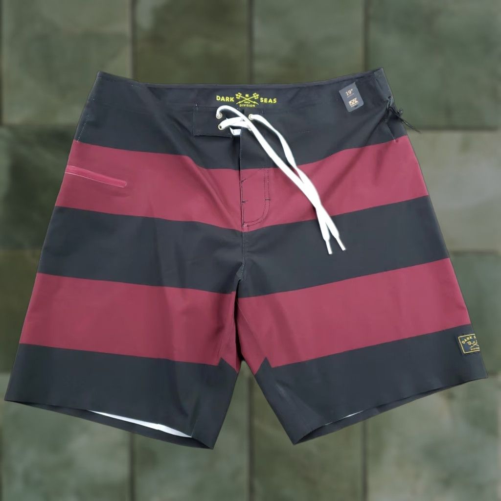 Vintage Dark Seas Overtide Board Shorts Mens 34 Black Striped Drawstring Back Pocket Size US 34 / EU 50 - 1 Thumbnail