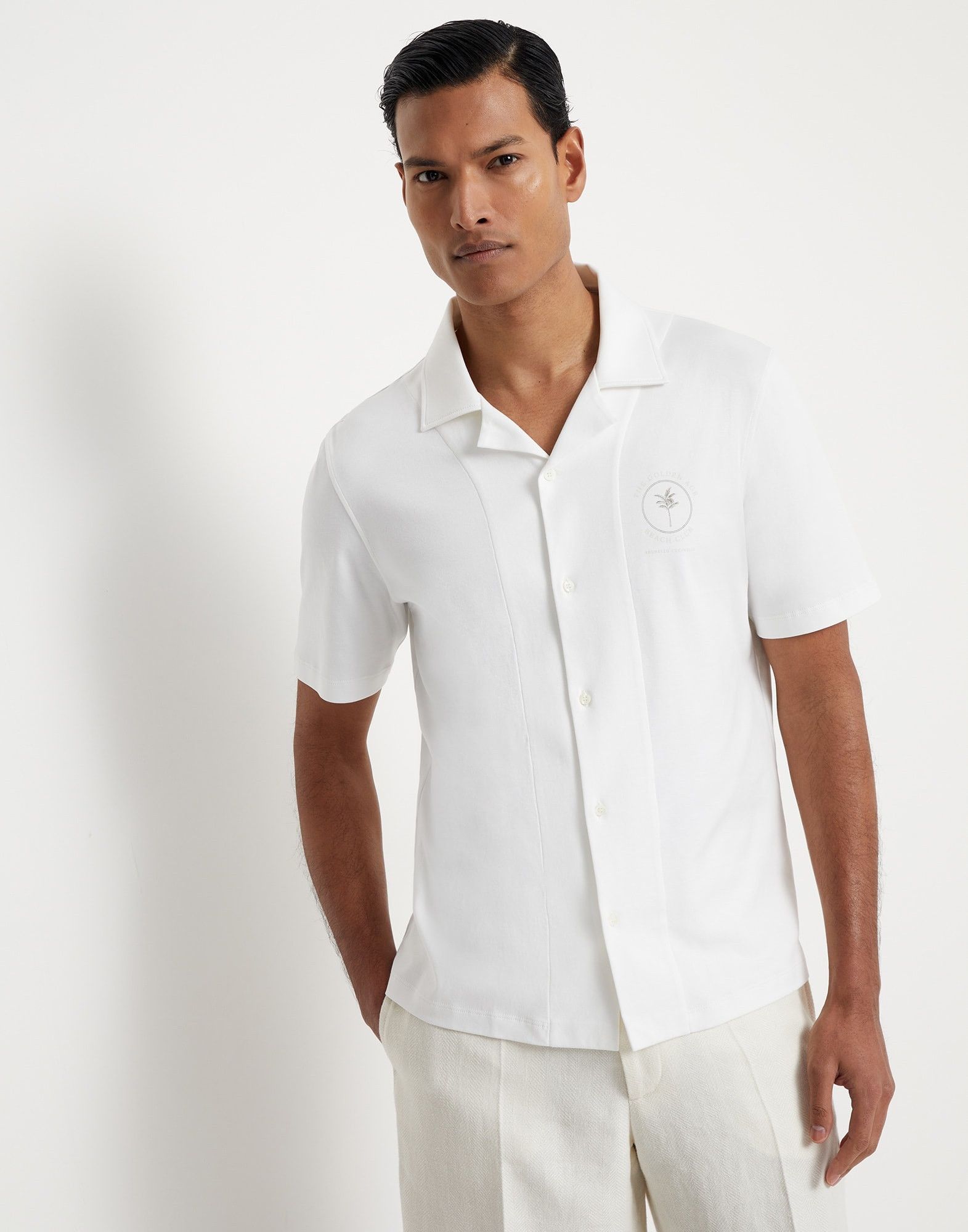 Brunello Cucinelli o1w1db10925 T-Shirt Shirt in White Size US XS / EU 42 / 0 - 1 Thumbnail