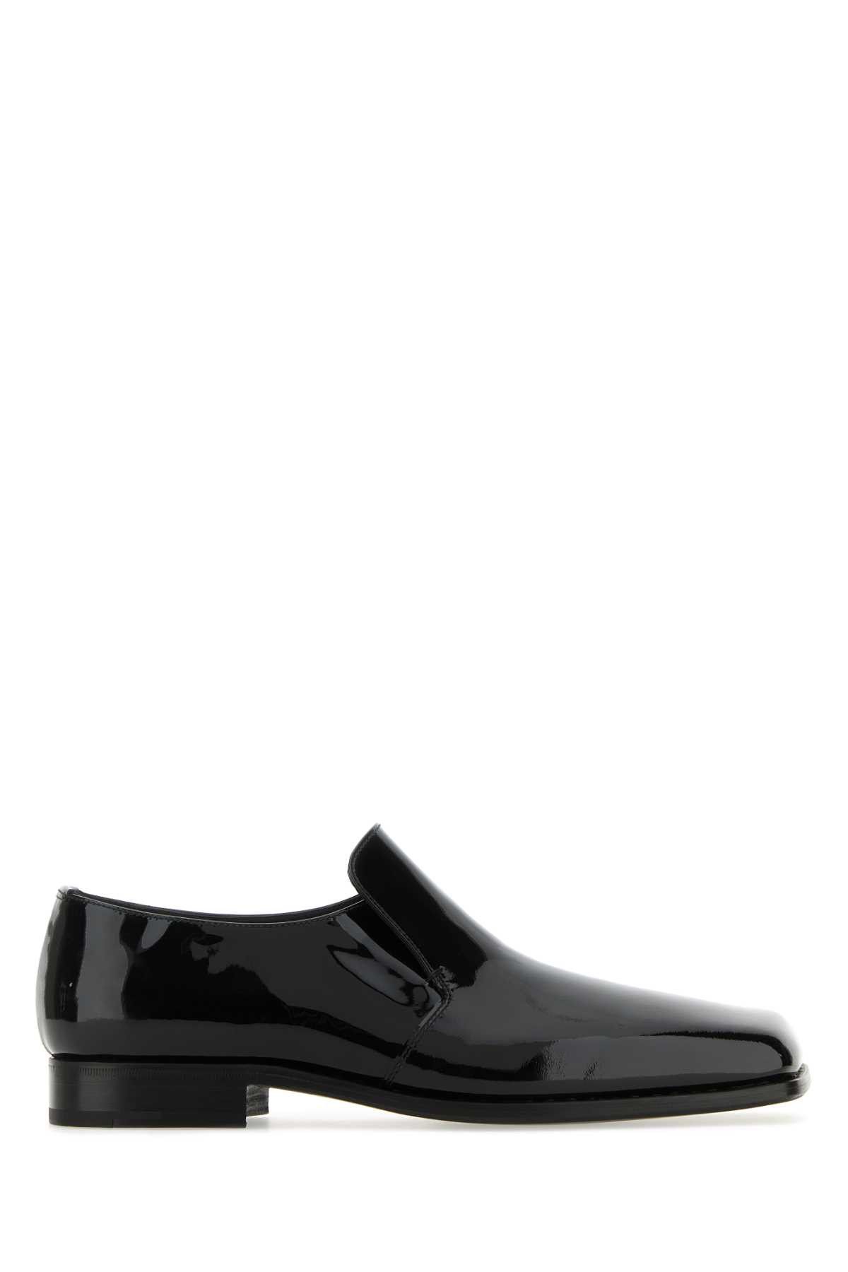 image of Prada Black Leather Slip Ons Shoes, Men's (Size 9)