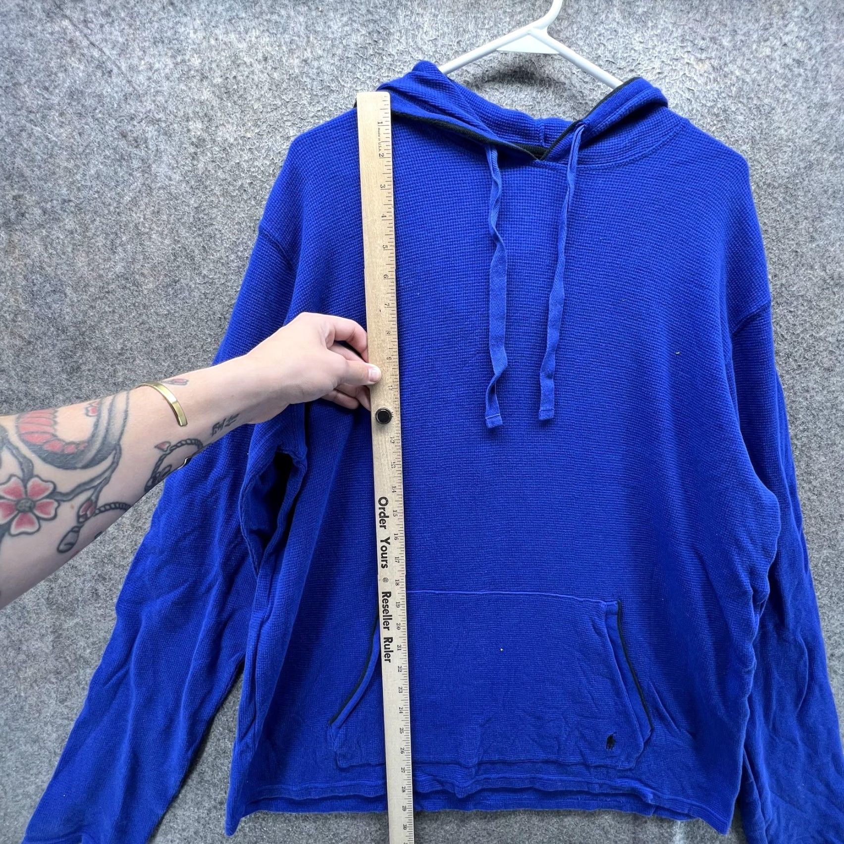 Polo Ralph Lauren Polo Ralph Lauren Pajama Top Mens L Blue Hooded Knit Waffle Lounge Sleepwear Size US L / EU 52-54 / 3 - 7 Thumbnail