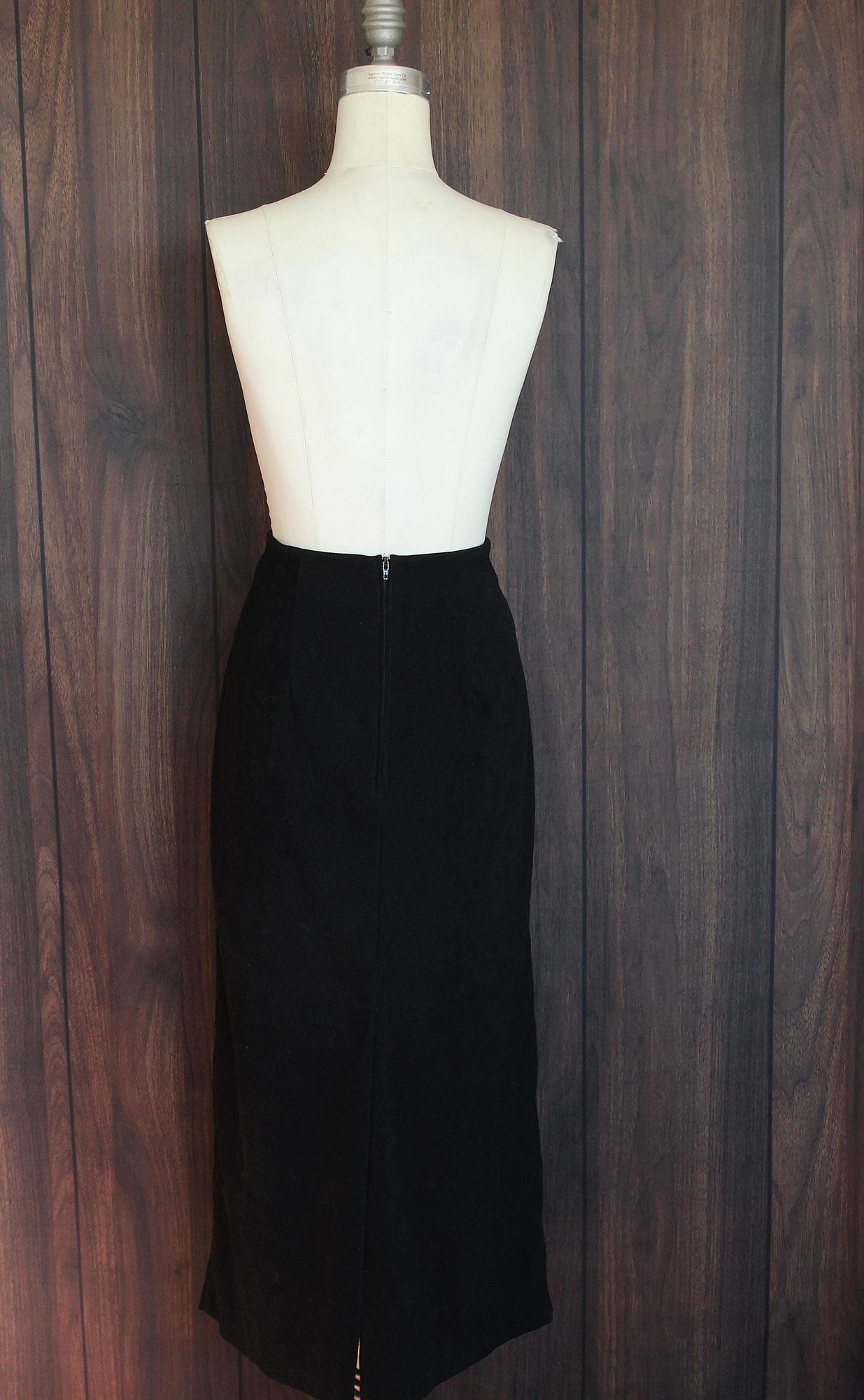 Vintage Vintage 1980s 1990s Pencil Skirt, Briggs Black Faux Suede, S Size 31" - 10 Thumbnail