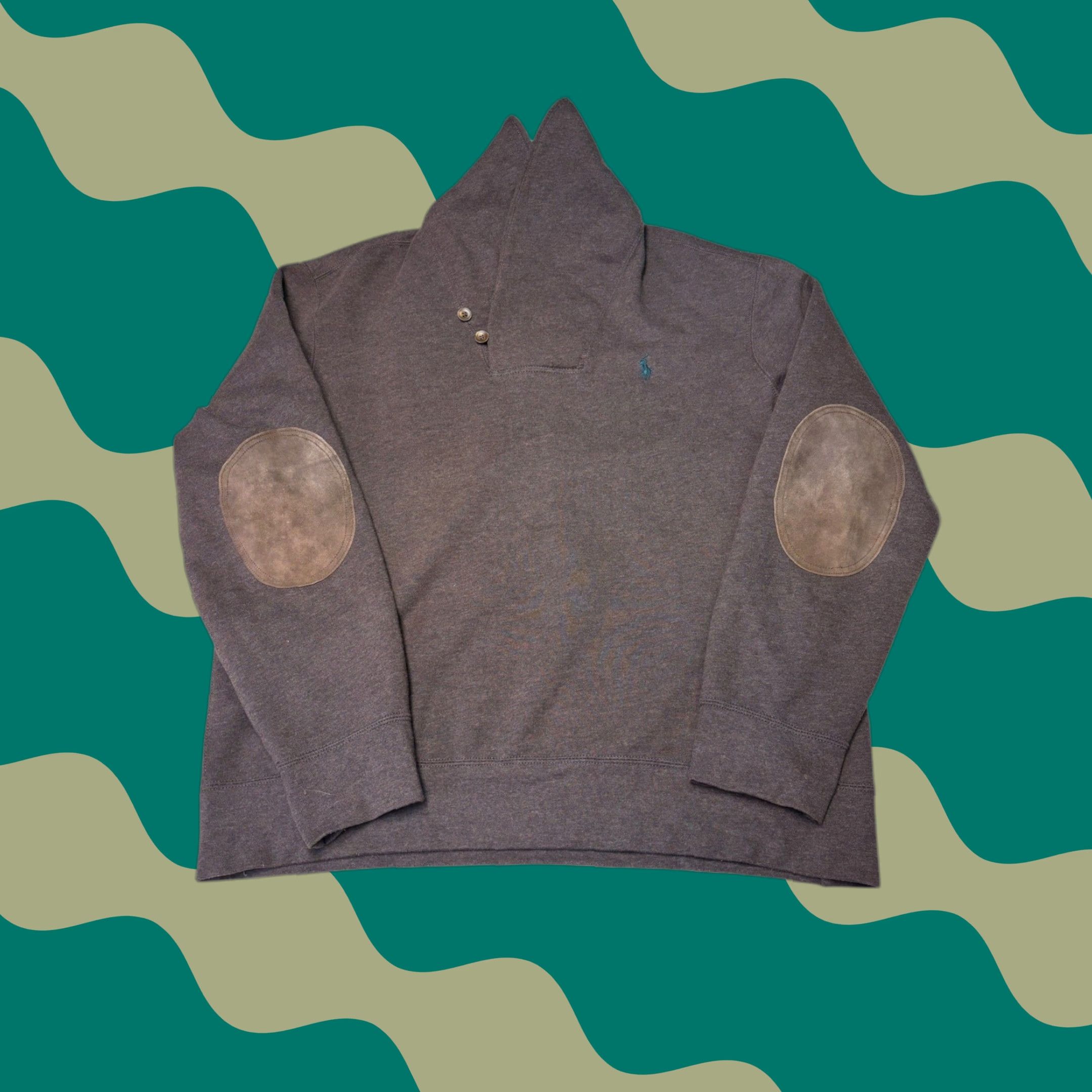 Polo Ralph Lauren Polo Ralph Lauren Mens Sweater XL Pullover Knit Brown Suede Elbow Patch Shawl Collar Button Logo Pockets All Seasons Casual Size US XL / EU 56 / 4 - 1 Thumbnail