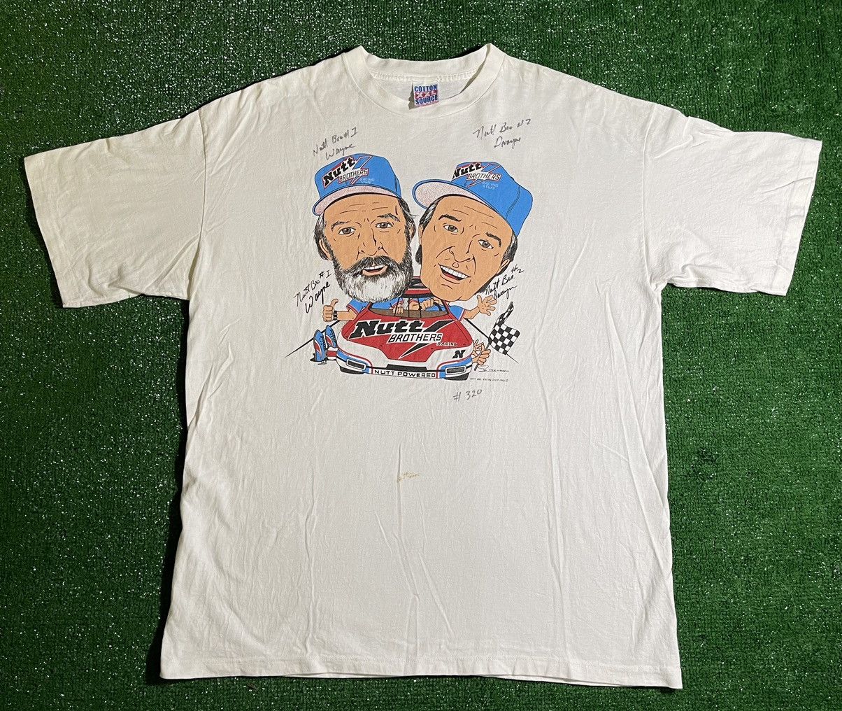 image of Signed ‘Wayne & Dwayne Nutt Brothers Racing’ 1993 T-Shirt in White, Men's (Size 2XL)