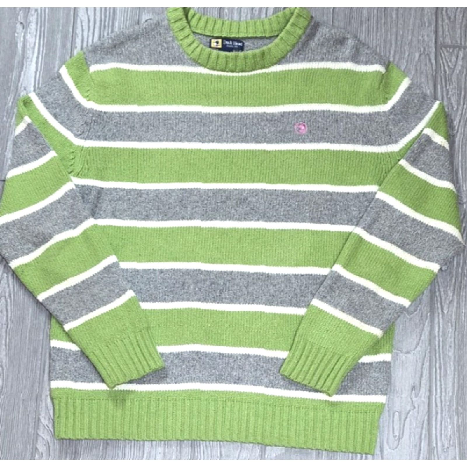 Vintage Duck Head Men’s M Green gray Striped Wool Blend Pink Logo Sweater Crewneck Vintage Size US M / EU 48-50 / 2 - 4 Thumbnail