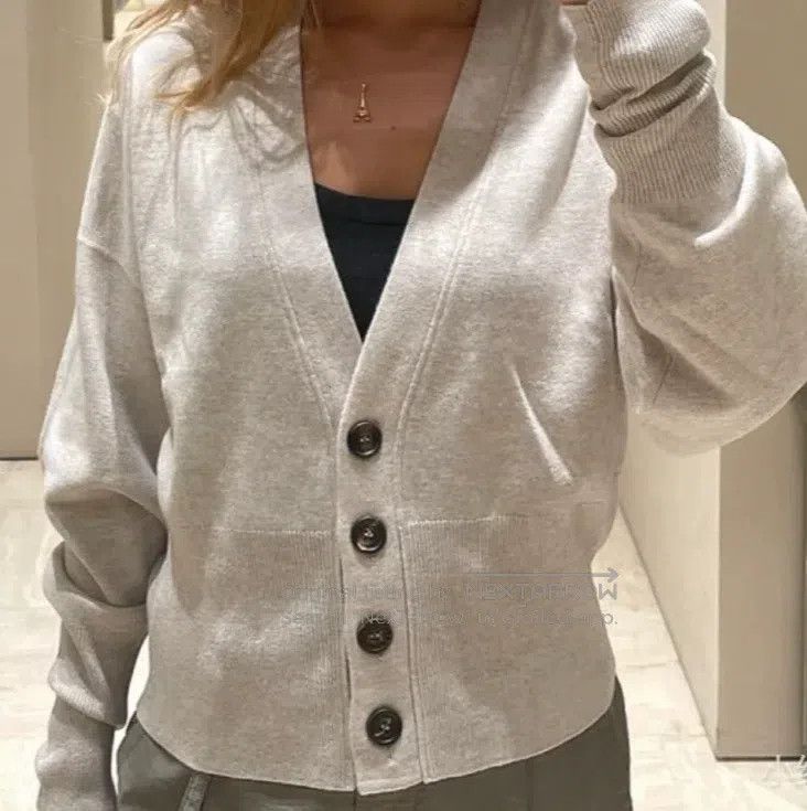 Brunello Cucinelli Brunello Cucinelli Ladies Cashmere Wool V-neck Knit Cardig Size XS / US 0-2 / IT 36-38 - 2 Thumbnail