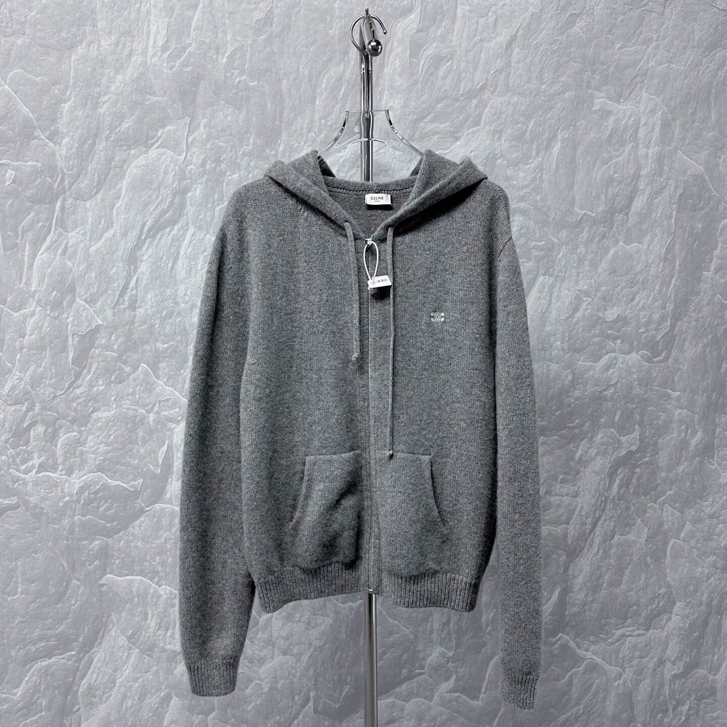 Celine celine gray hooded wool jacket Size L / US 10 / IT 46 - 1 Thumbnail