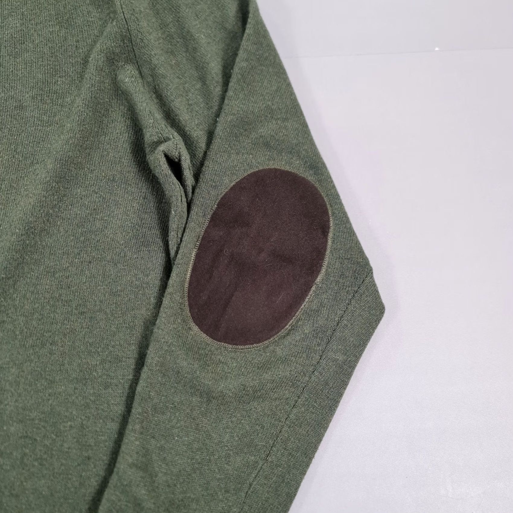 Hackett Hackett Mens Jumper Green Large Merino Wool Knit Crew Neck Long Sleeve Suede Elbow Patches Casual Pullover Vintage: No Pattern Size US L / EU 52-54 / 3 - 4 Thumbnail