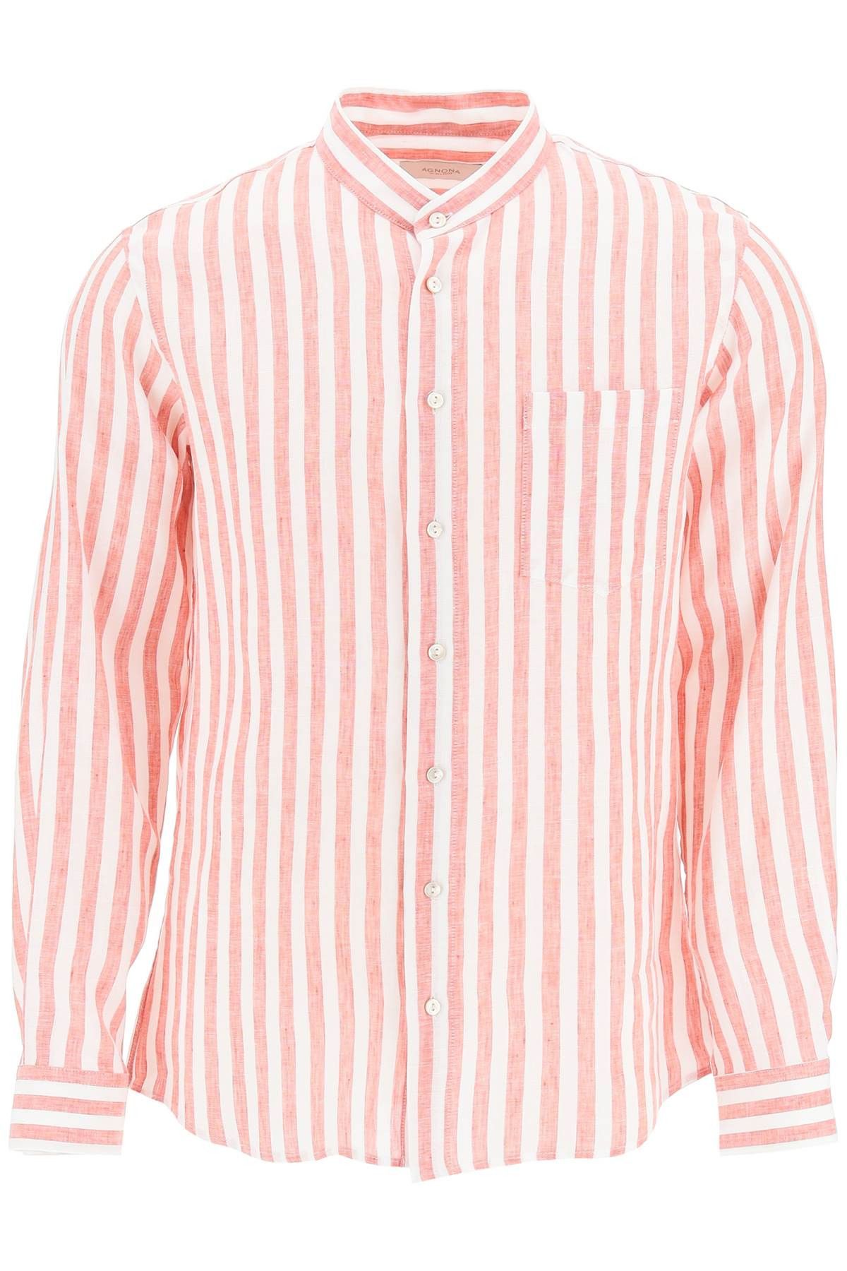 image of Agnona Striped Linen Shirt in Romeo, Men's (Size Medium)