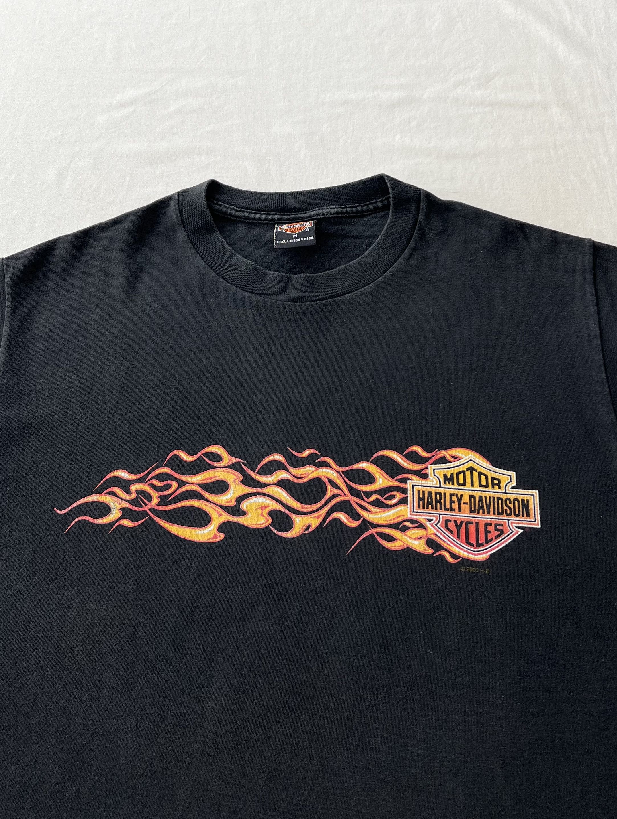 Harley Davidson Vintage 2000 Harley Davidson Flame Fire Y2k Black T-shirt Size US M / EU 48-50 / 2 - 3 Thumbnail