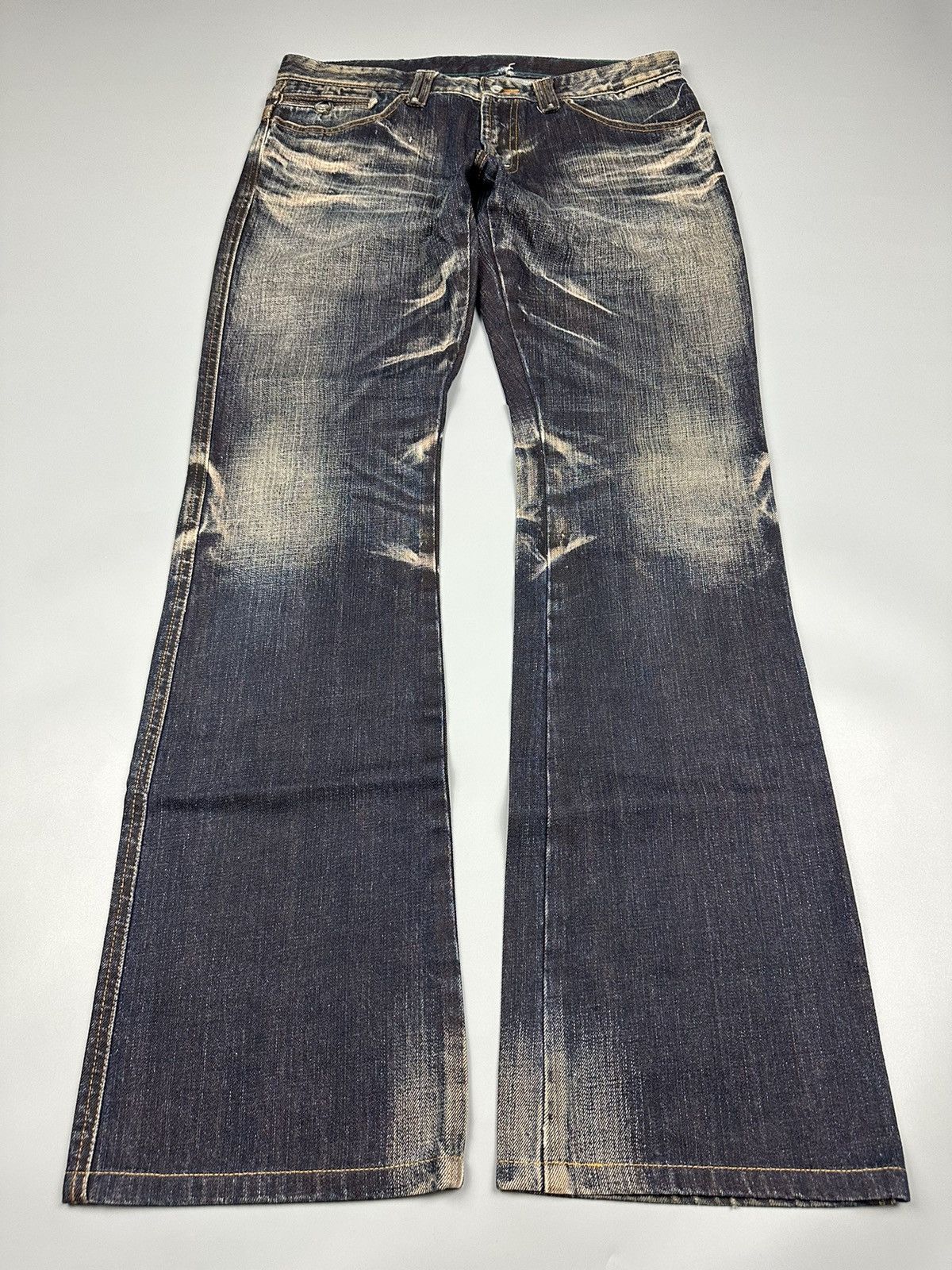 Japanese Brand Japanese High Street Whiskered Flare Denim Size US 33 - 3 Thumbnail