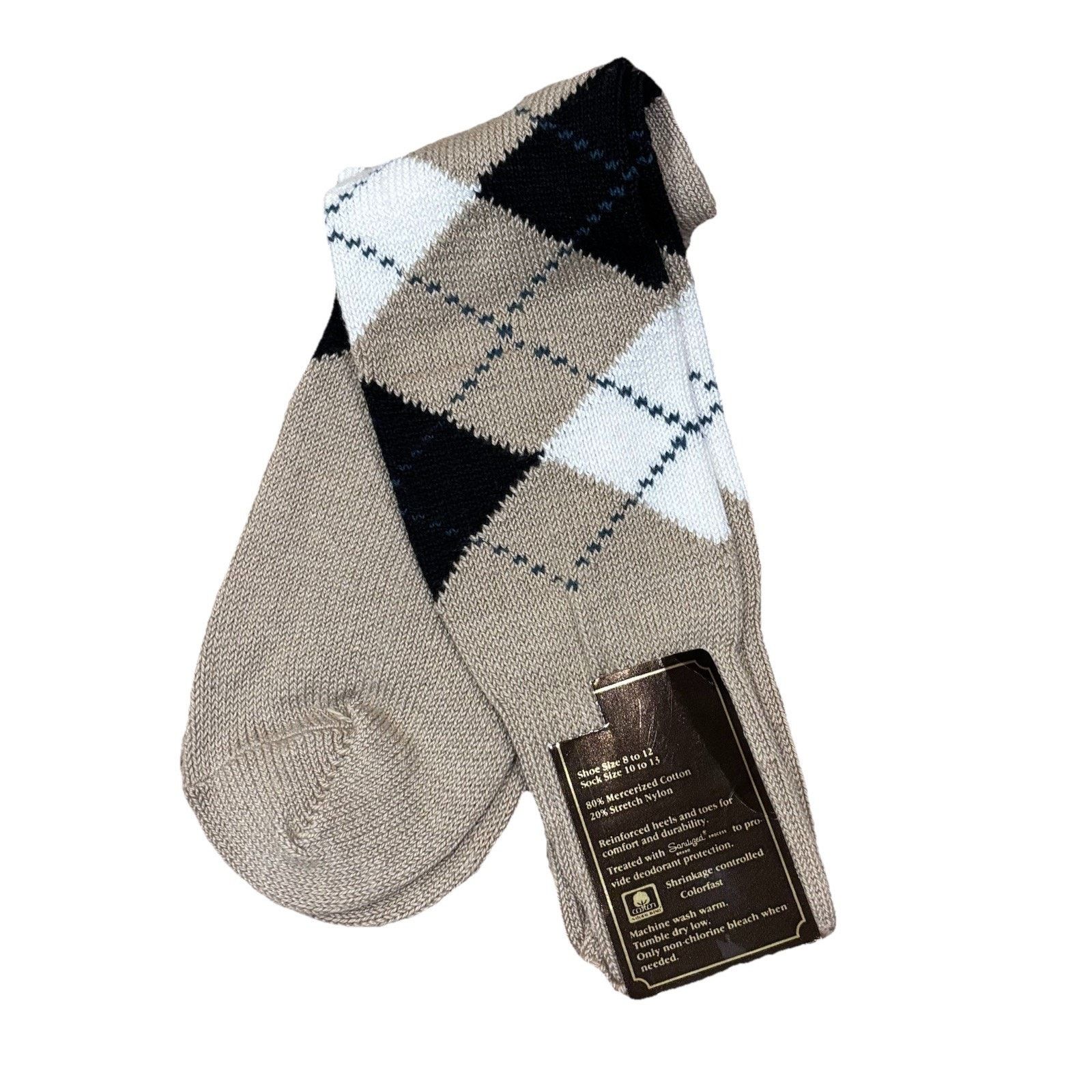 Other Deadstock Vintage Argyle Socks Tan Cotton Blend Cotton Blend Size ONE SIZE - 3 Thumbnail