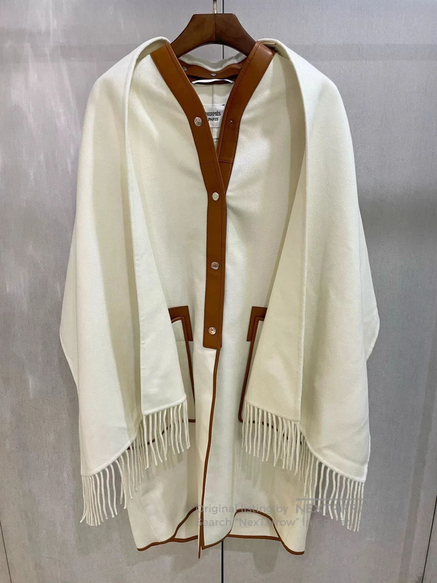 Hermes hermes cashmere fringe scarf coat set. Size L / US 10 / IT 46 - 1 Thumbnail