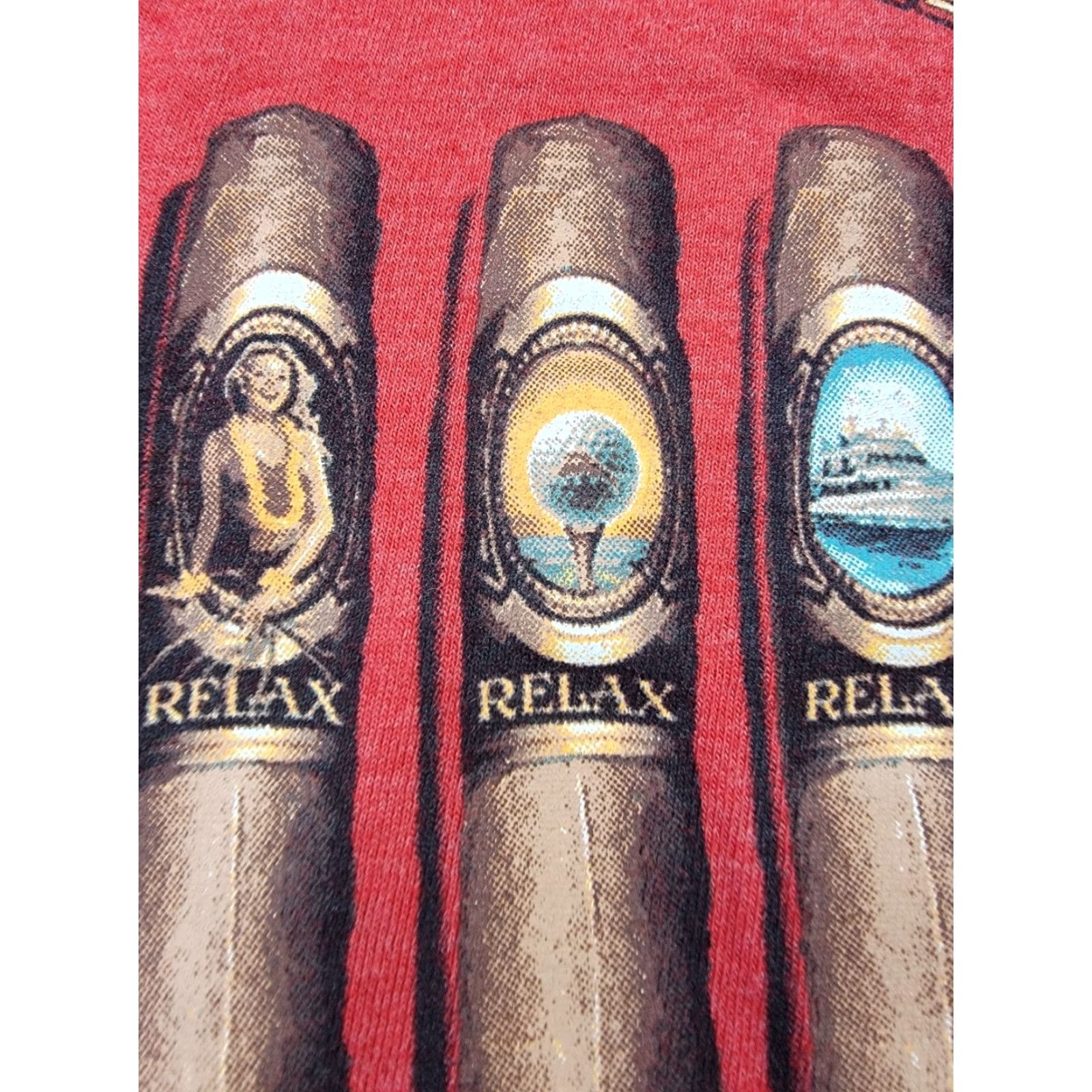Tommy Bahama Tommy Bahama Shirt Mens M Red Five Golden Rings Cigar Graphic Short Sleeve T-Shirt Size US M / EU 48-50 / 2 - 7 Thumbnail
