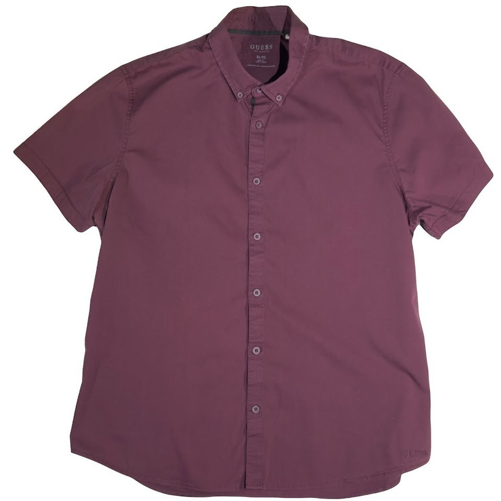 Guess Guess Men's Maroon Shirt Size X-Large Slim Fit Short Sleeve Size US XL / EU 56 / 4 - 1 Thumbnail