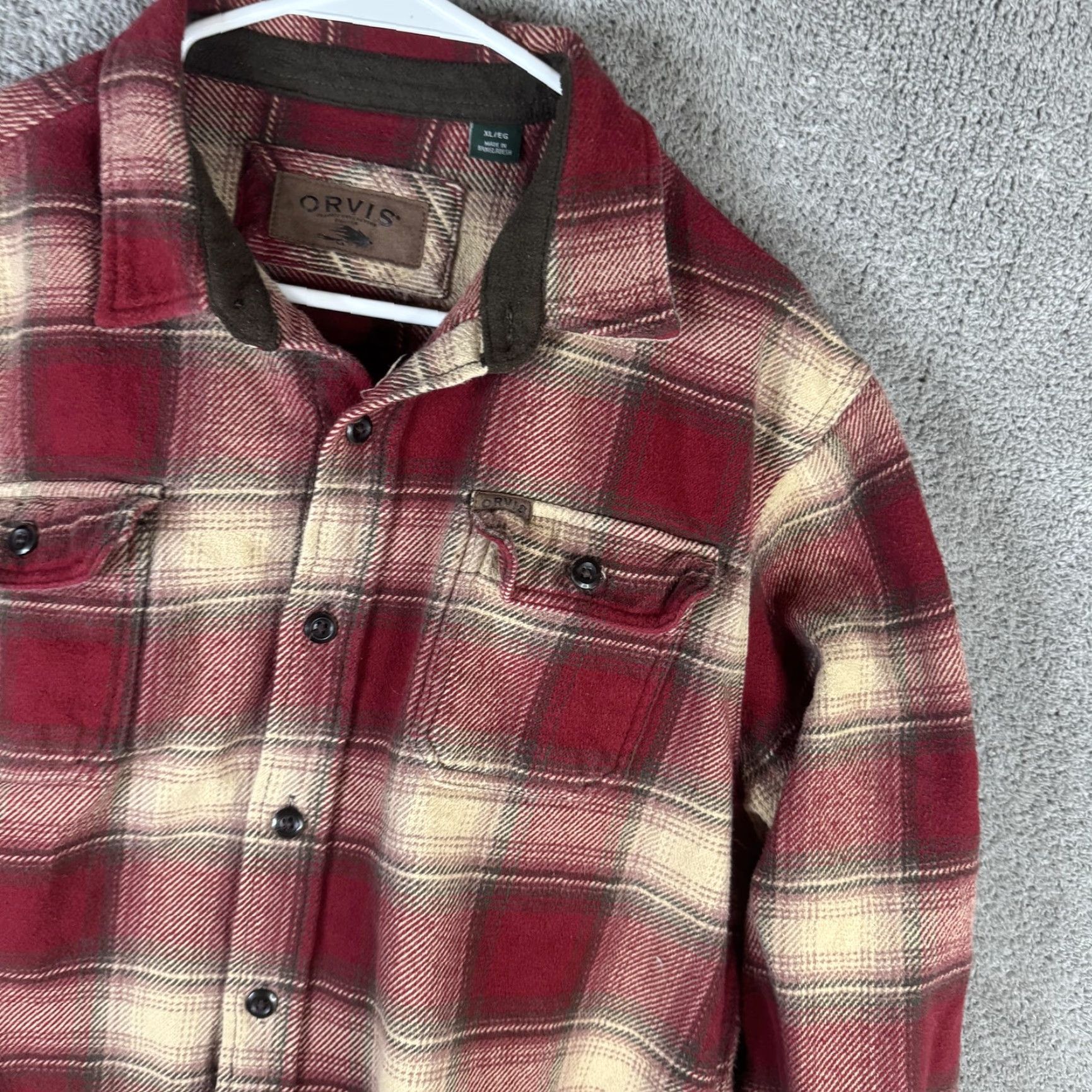 Orvis Orvis Shirt Mens XL Red Plaid Flannel Button Front Long Sleeve Pockets Outdoor Size US XL / EU 56 / 4 - 4 Thumbnail