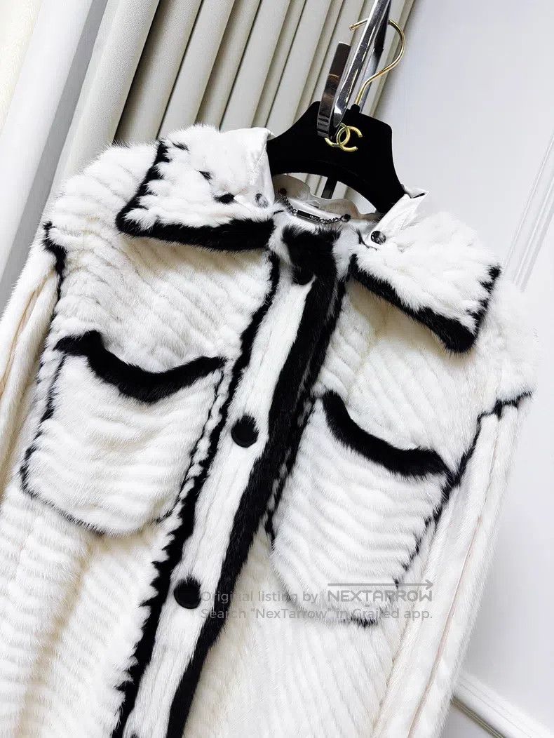 Fendi Fendi White and Black Trim Detachable Hood Mink Fur Coat, Size XXS / US 00 / IT 34 - 3 Thumbnail